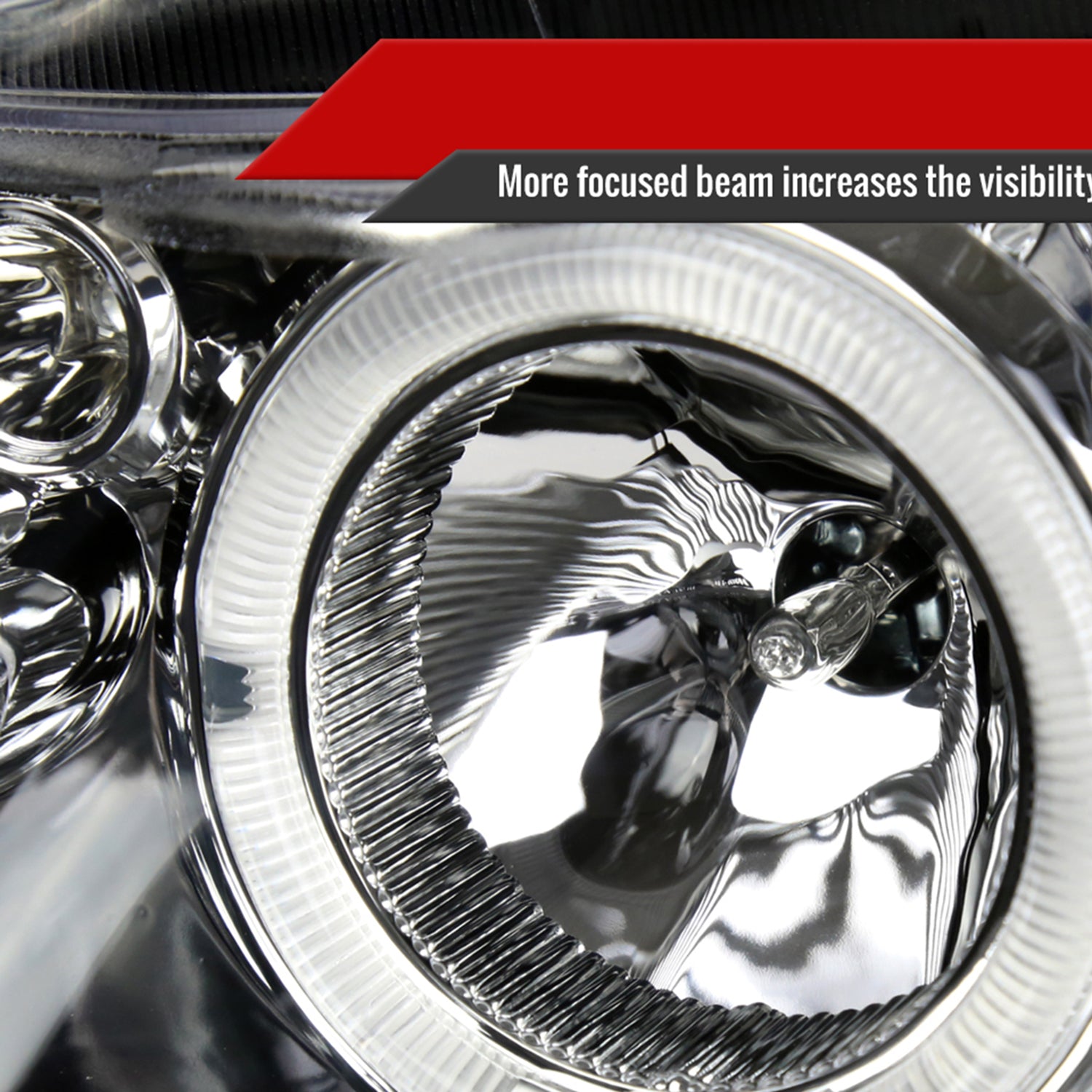 2006-2011 Honda Civic Coupe Dual Halo Projector Headlights Chrome/Clear Lens