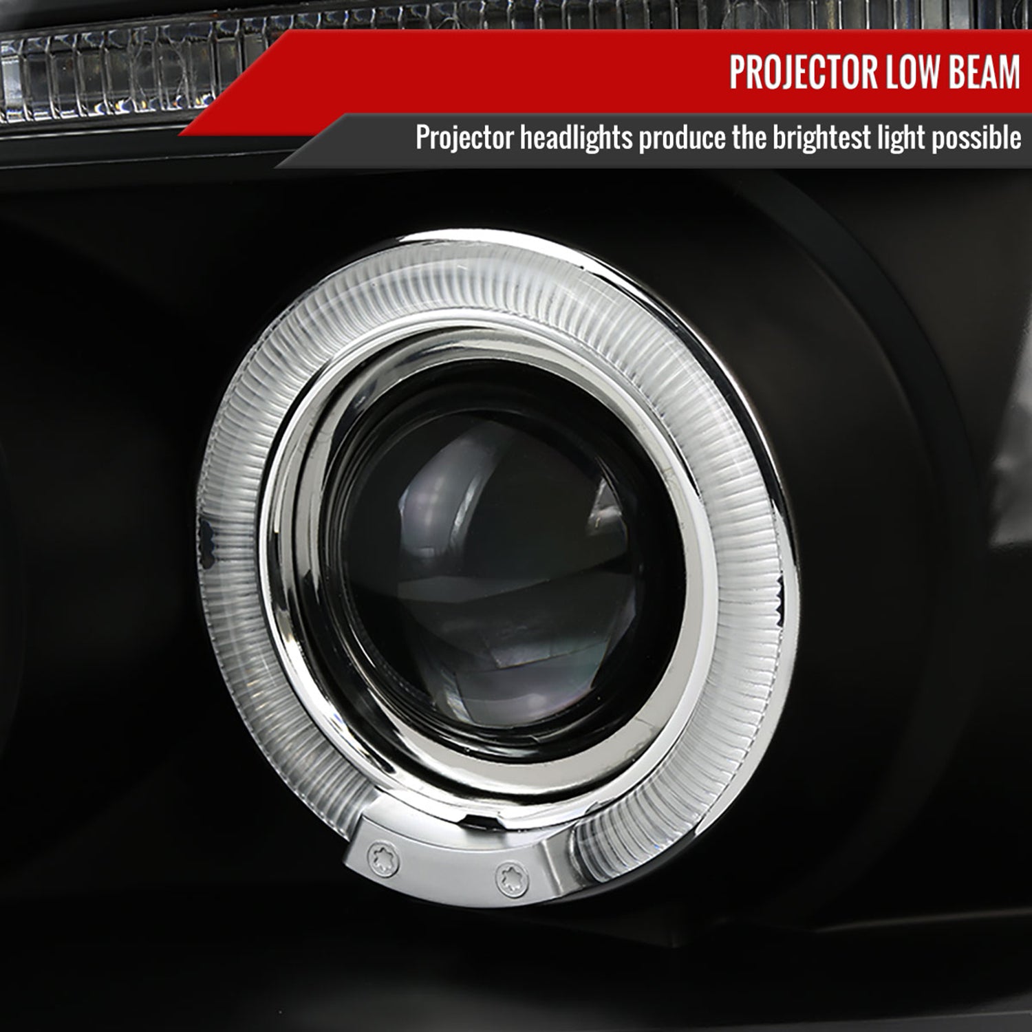 1997-2004 Ford F-150 / 1997-2002 Expedition Dual Halo Projector Headlights Black