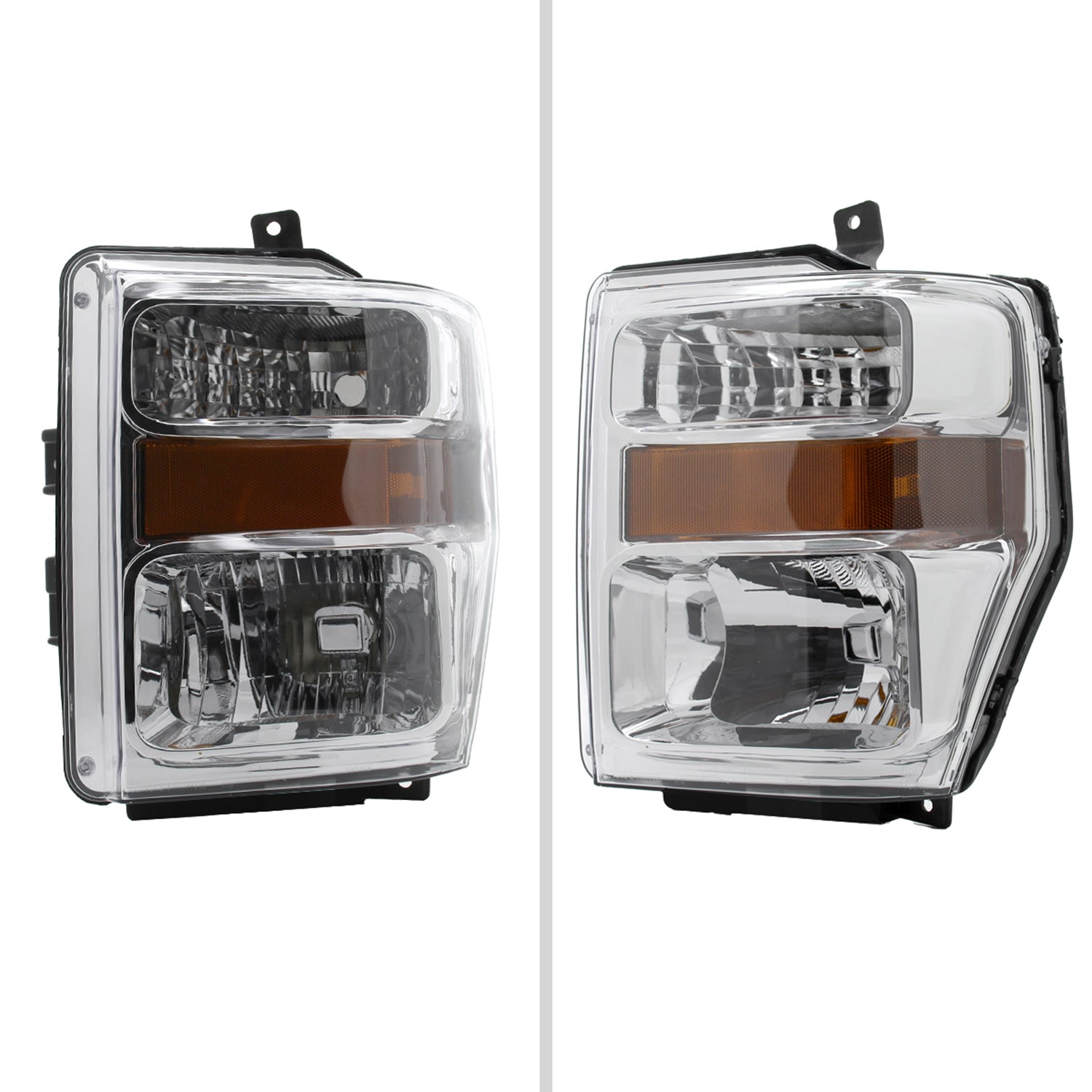 2008-2010 Ford F-250/F-350/F-450 Super Duty Factory Headlights Amber / Chrome