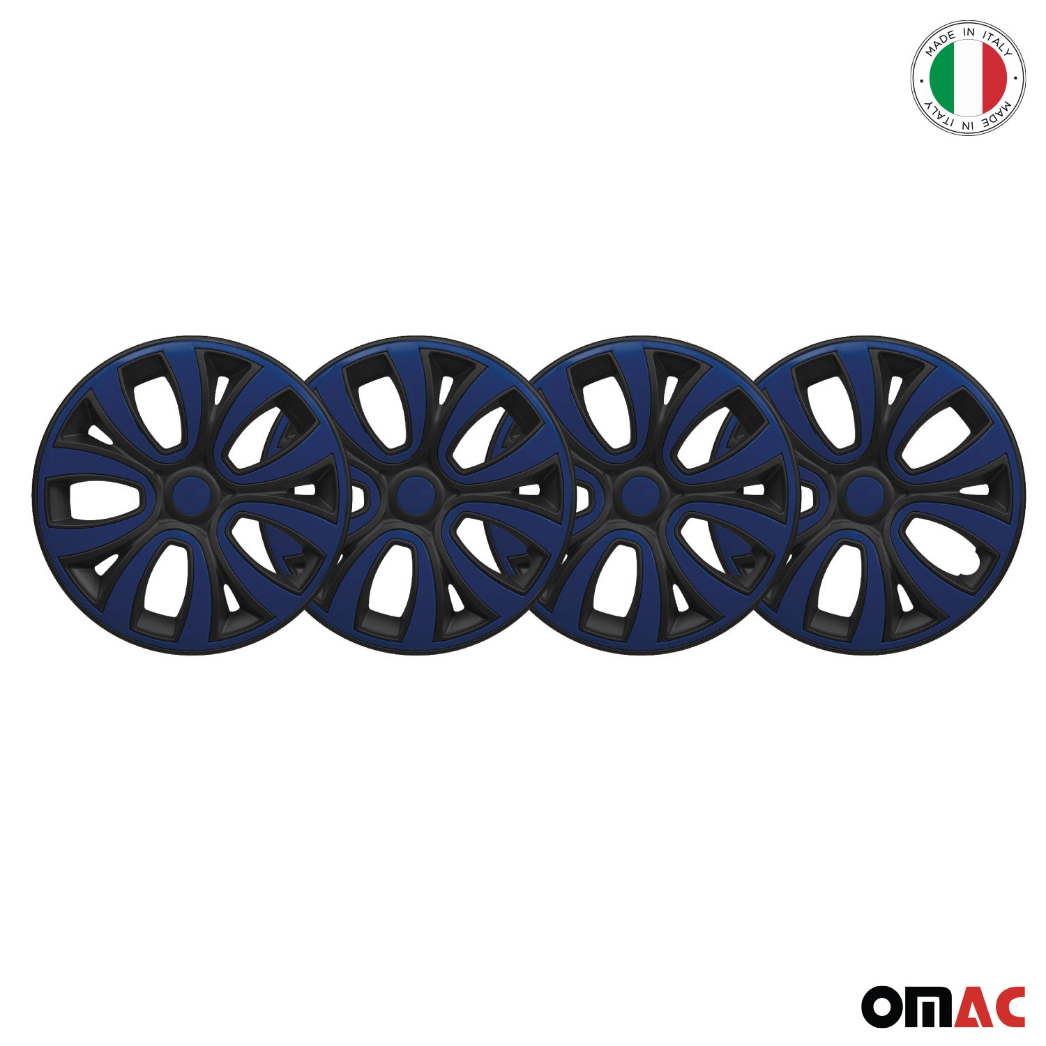 ColorFlex Hub Caps Wheel Cover 14" Black Matt & Dark Blue Full Set 4 pcs.