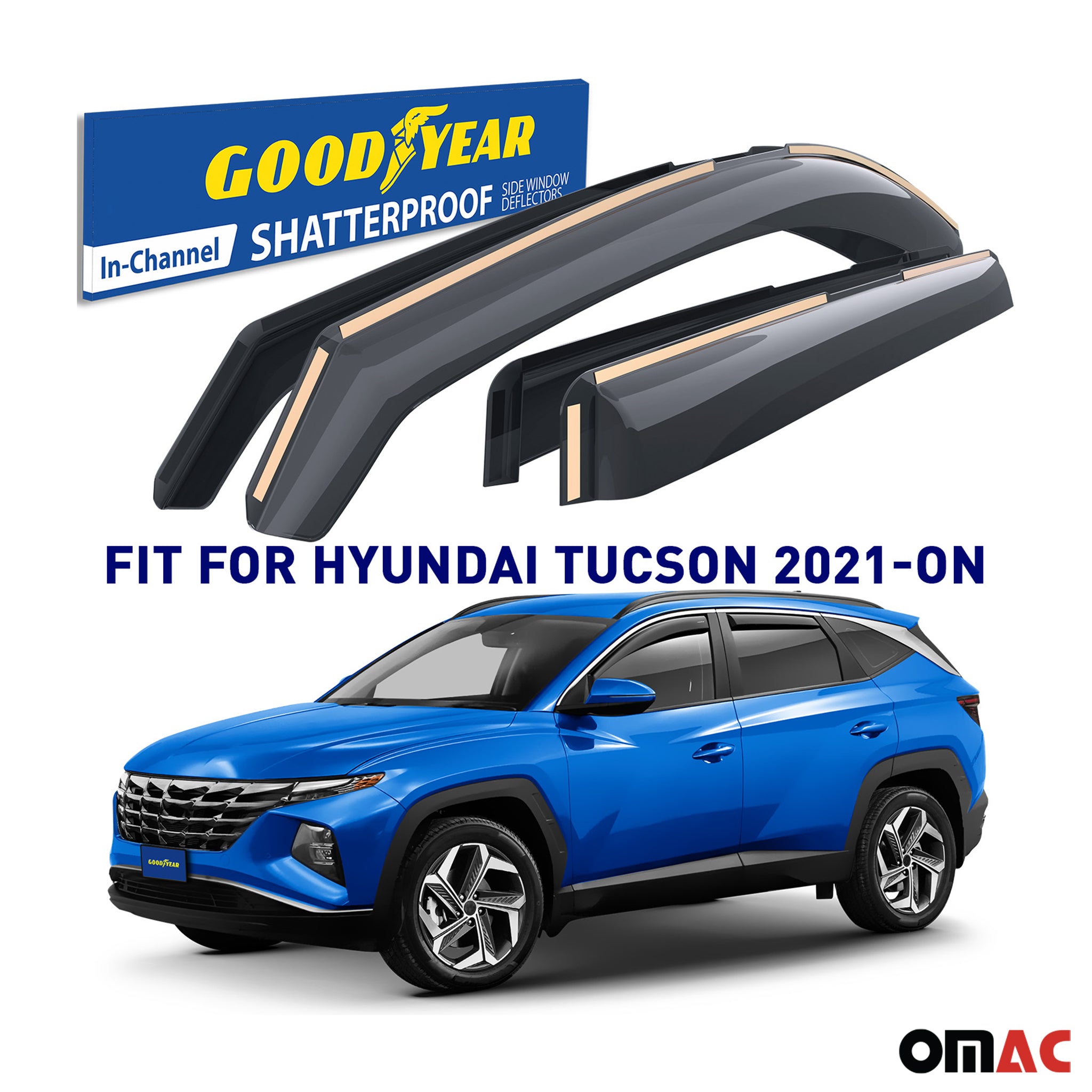 Goodyear Wind Deflectors for Hyundai Tucson 2021-2025 Shatterproof Smoke 4x