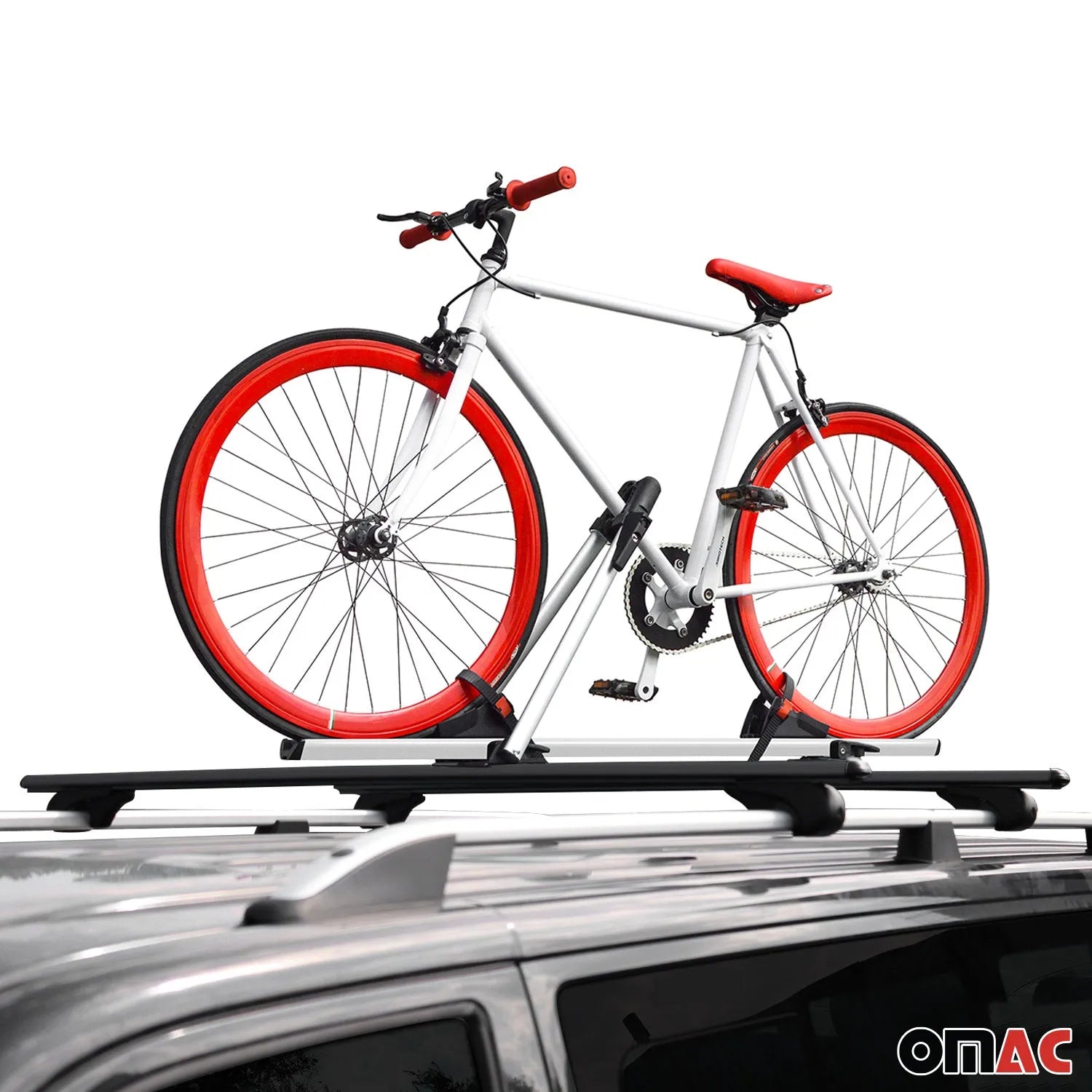Bike Carrier Roof Rail Rack Cross Bars Luggage 47" Black Aluminum Set