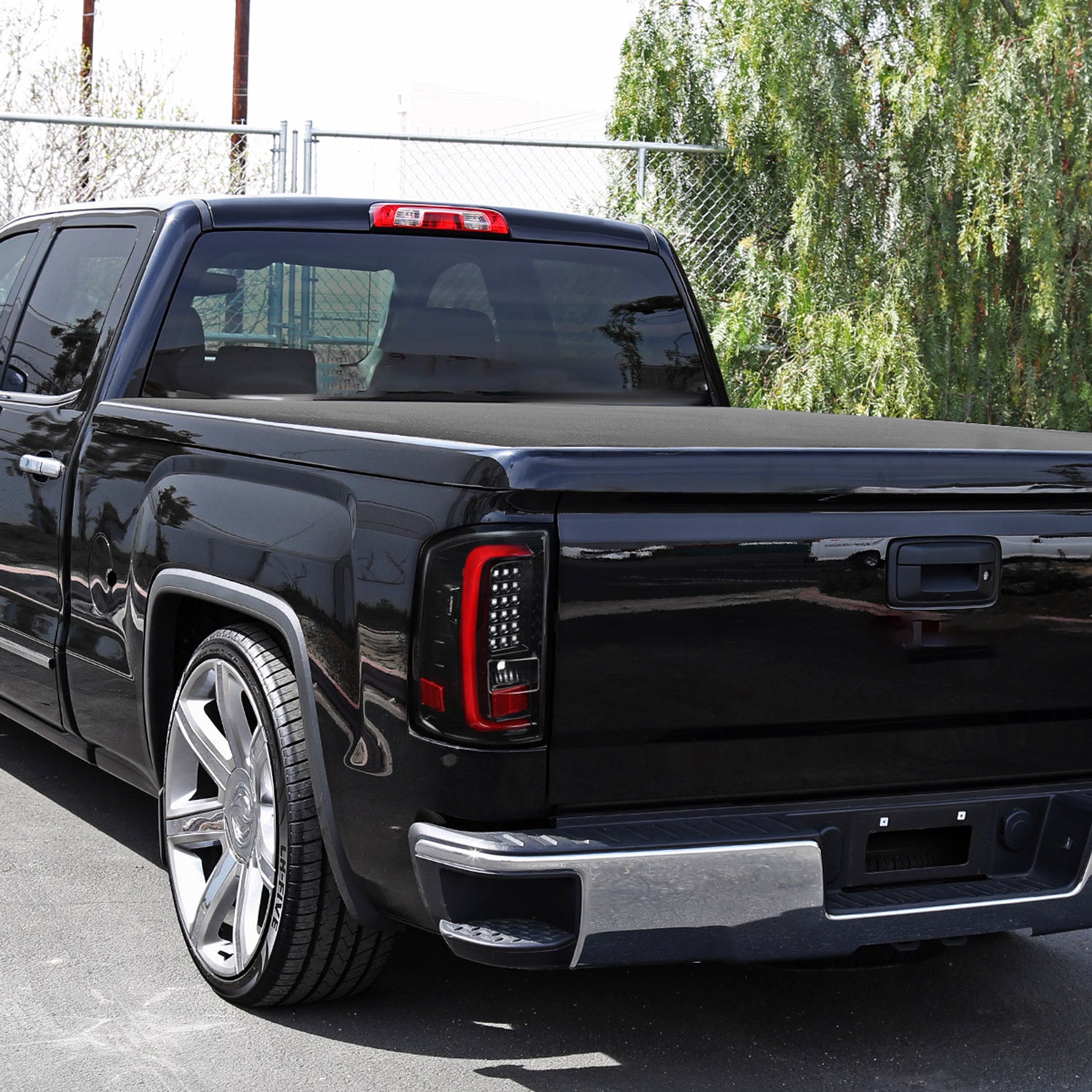 2014-2018 GMC Sierra 1500/2500HD/3500HD LED Tail Lights Jet Black/Clear Lens