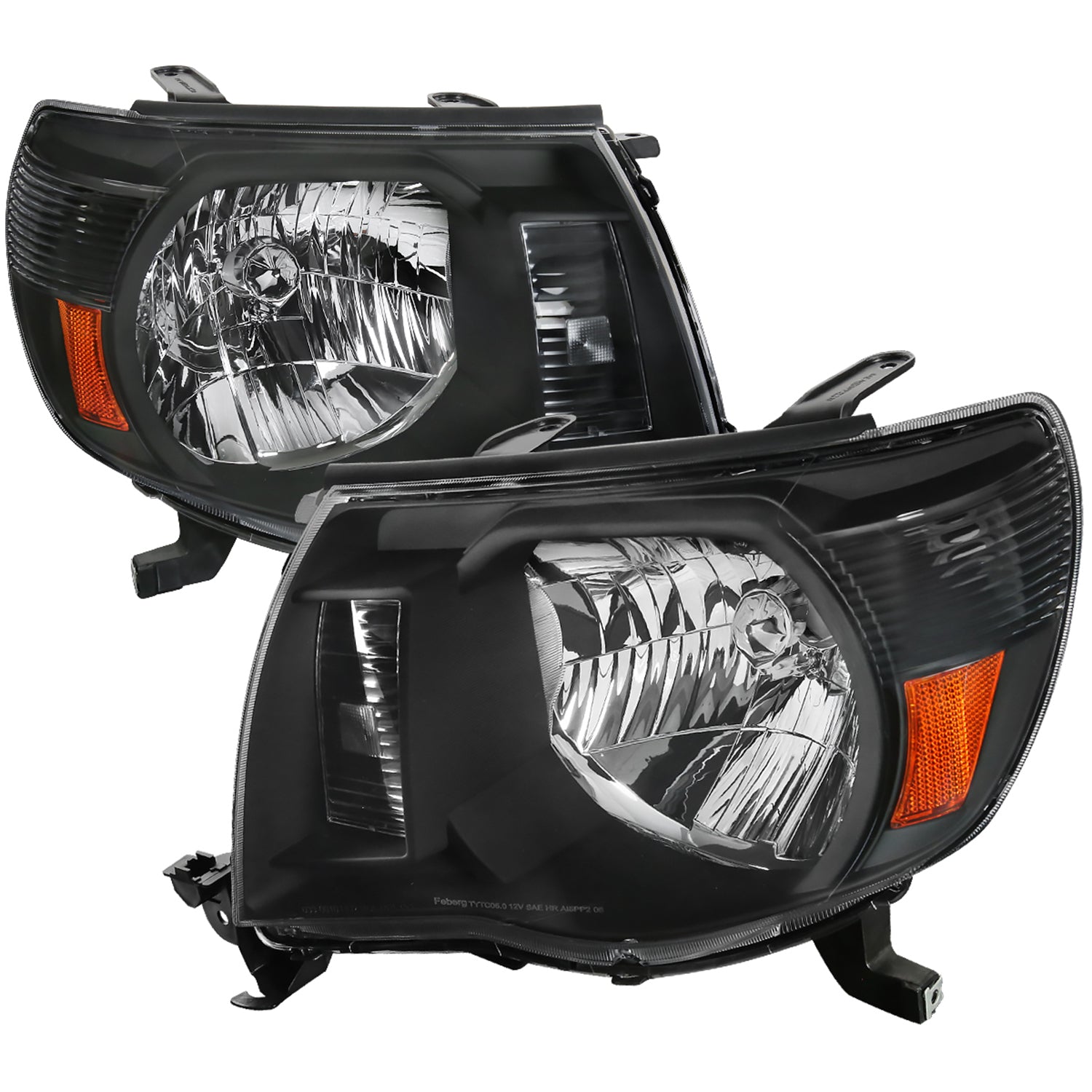 2005-2011 Toyota Tacoma Factory Style Headlights Matte Black/Clear Lens