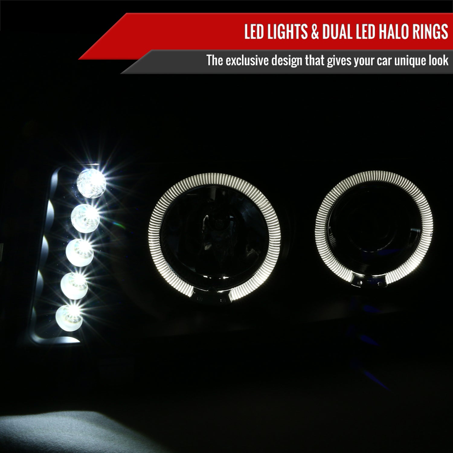 2004-2012 Chevy Colorado Canyon Dual Halo Headlights Corner Signal Light Black