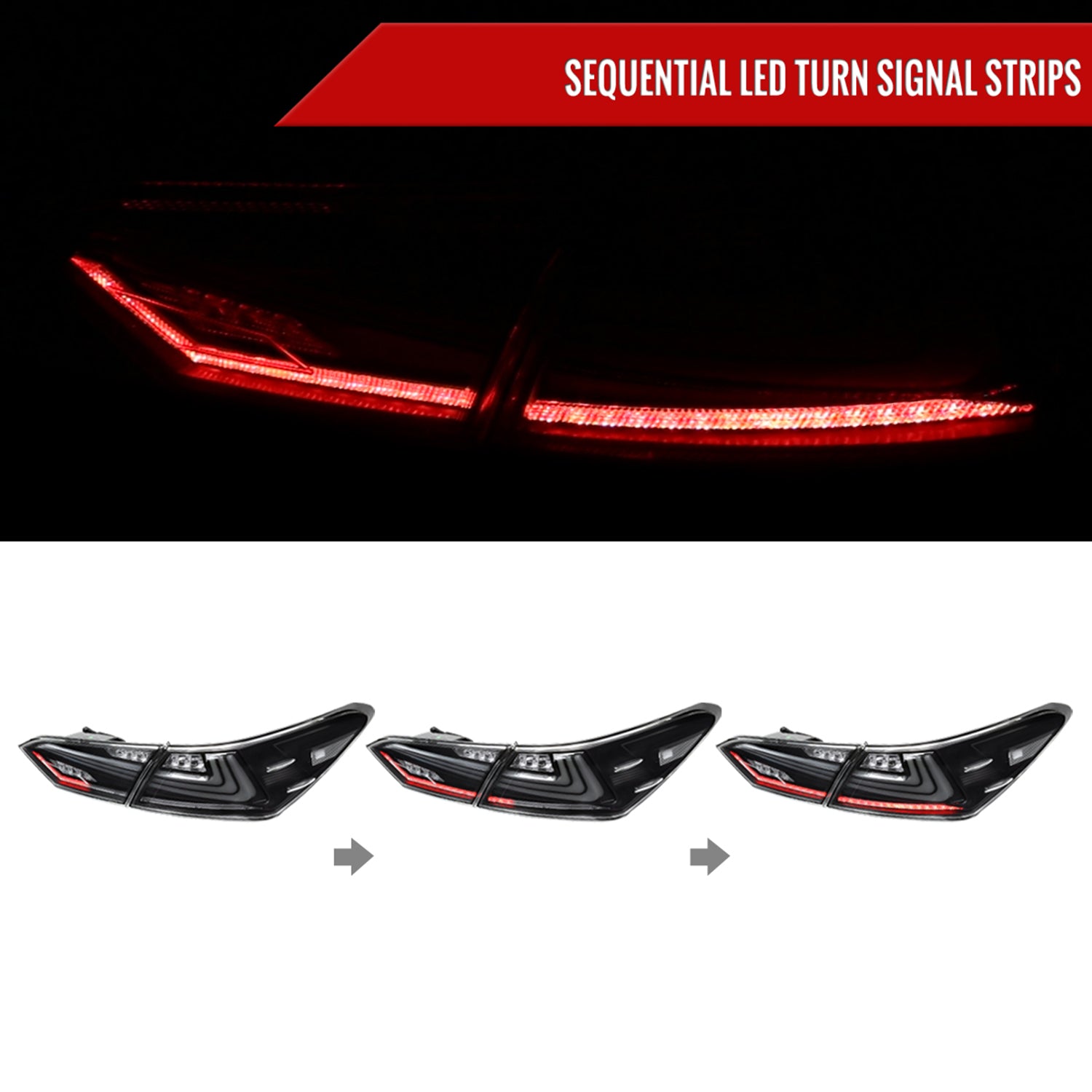2018-2022 Toyota Camry LED Tail Lights Signal Lamps Matt Black/Clear