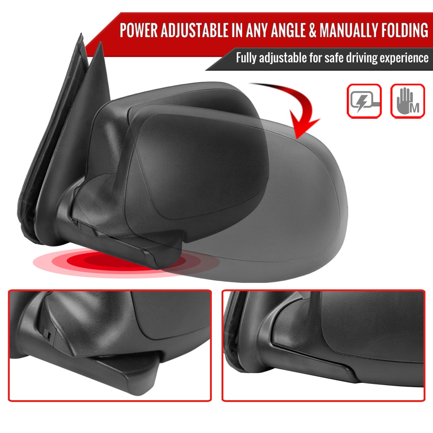 1999-2002 Chevy Silverado/Suburban/Sierra Heated Side Mirror Black Passenger