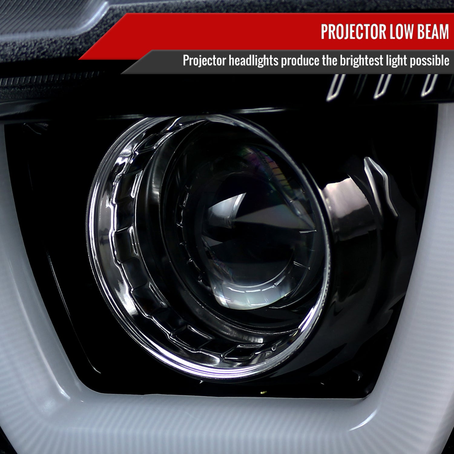 2011-2014 Dodge Charger Dual LED U-Bar Projector Headlights Glossy Black/Smoke