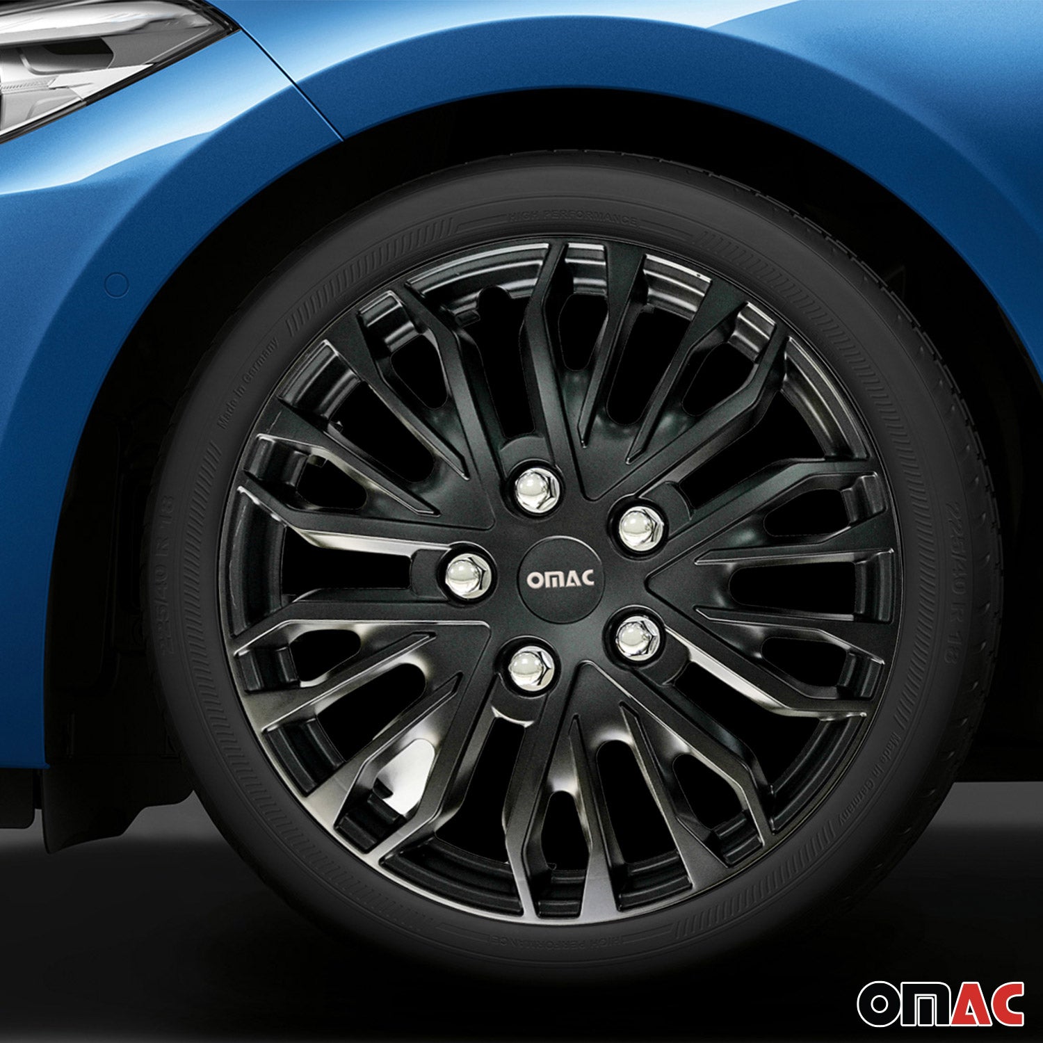 Rimini Hub Caps Wheel Cover 16" Matt Black & Grey Full Set 4 pcs.