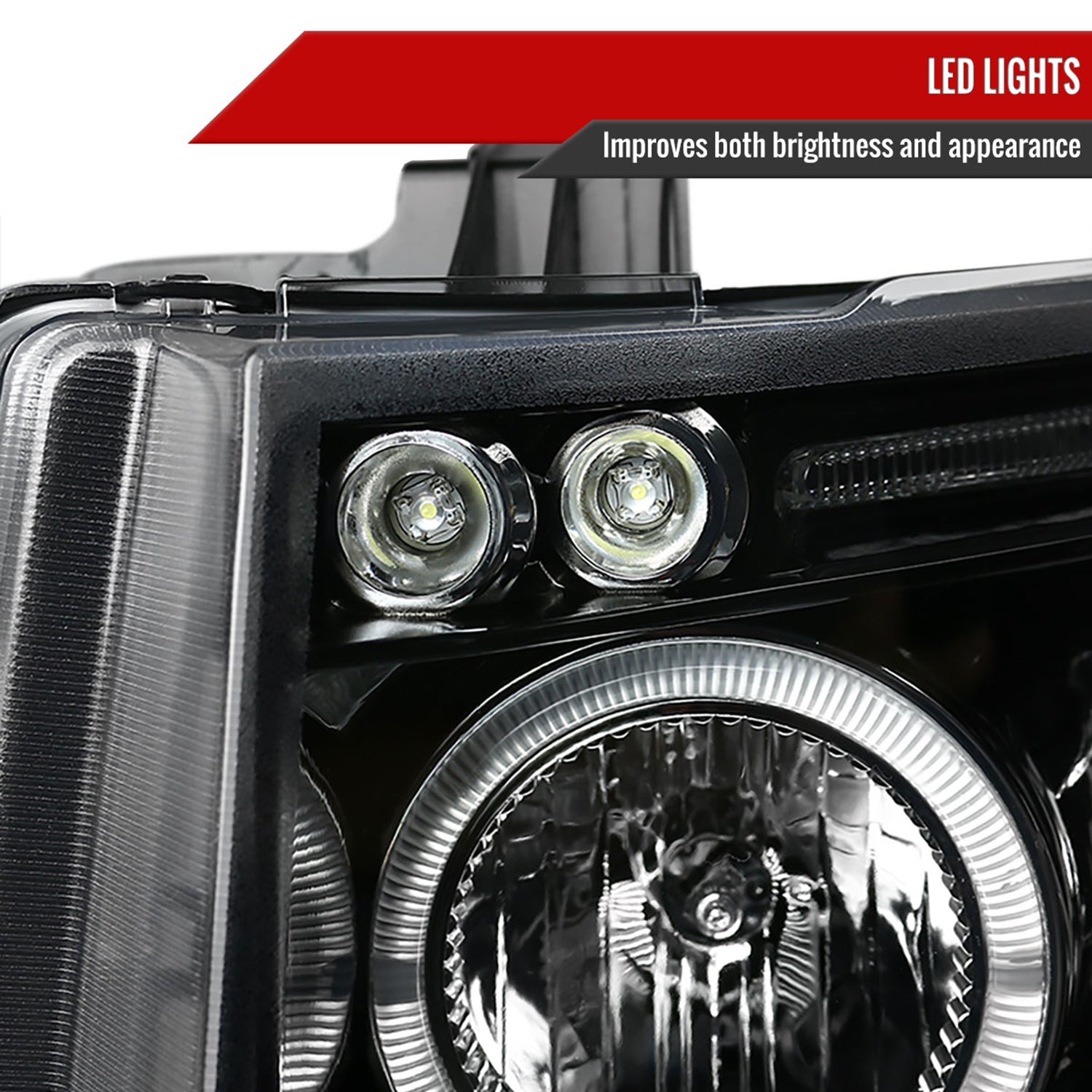 2007-2013 Chevy Silverado 1500 2500HD 3500HD Dual Halo Headlights Jet Black