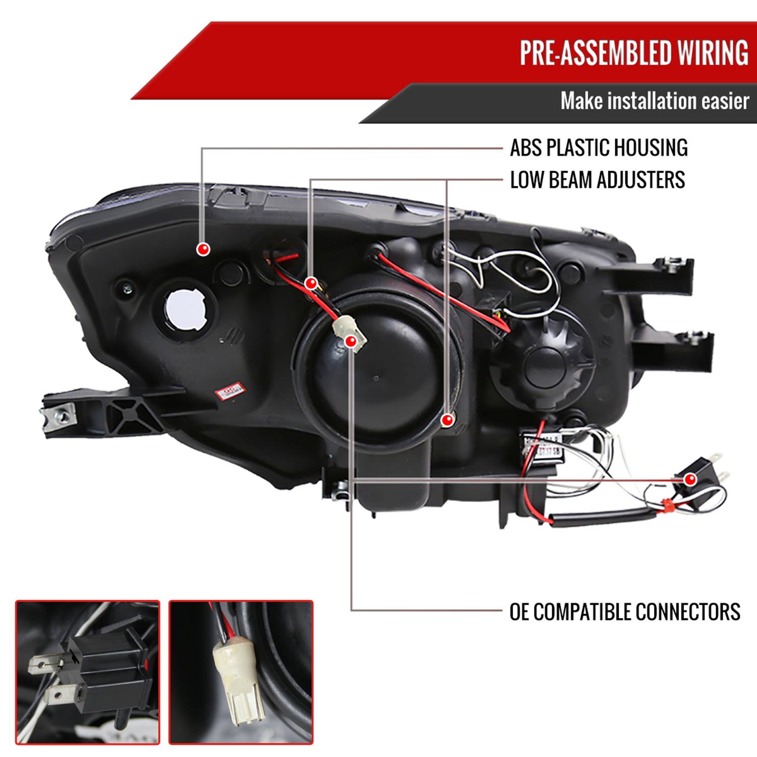 2004-2009 Honda S2000 AP2 Dual Halo Projector Headlights Matte Black/Clear