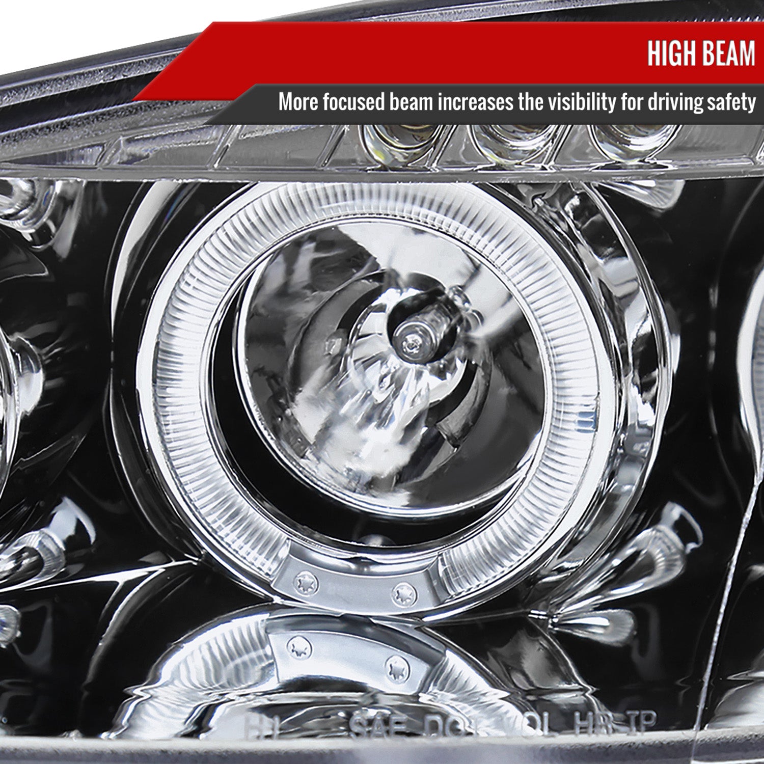 2001-2005 Mazda Miata MX-5 Dual Halo Projector Headlights Chrome/Clear Lens