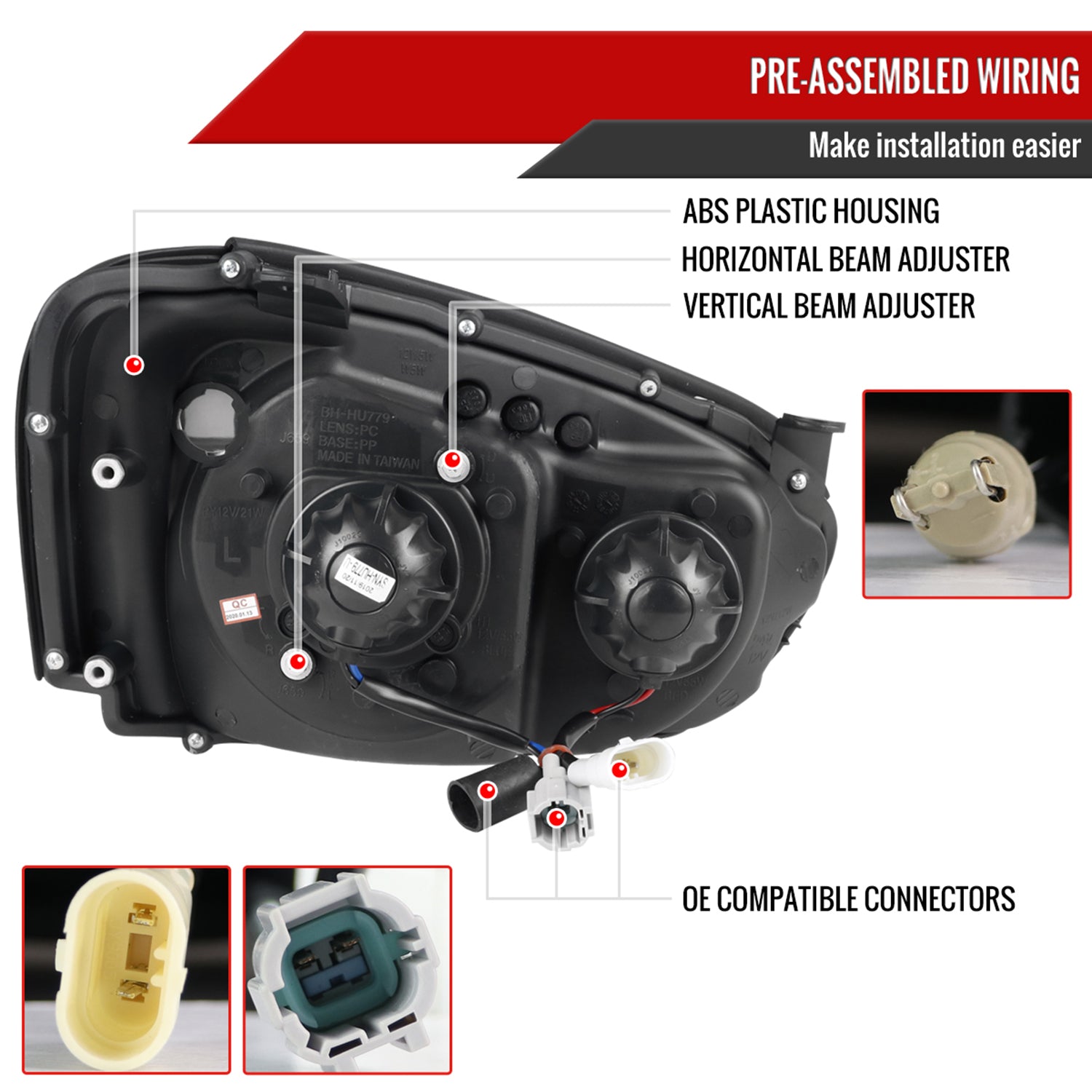 2004-2005 Subaru Impreza WRX/STI Outback Projector Headlights LED Light Smoke