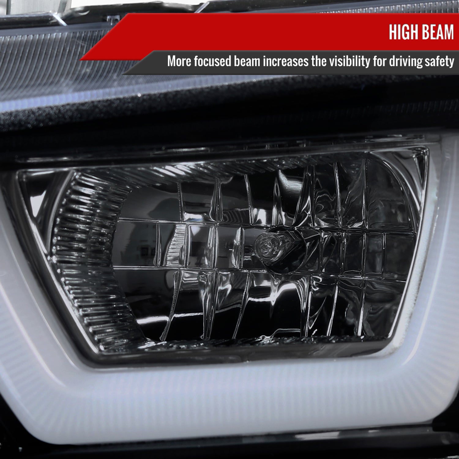 2011-2014 Dodge Charger Dual LED U-Bar Projector Headlights Glossy Black/Smoke