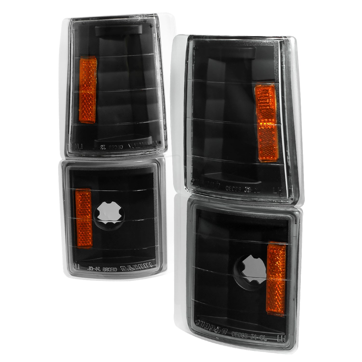 1994-1998 GMC C/K Sierra/Yukon/Suburban Corner Lights Amber Reflectors Black