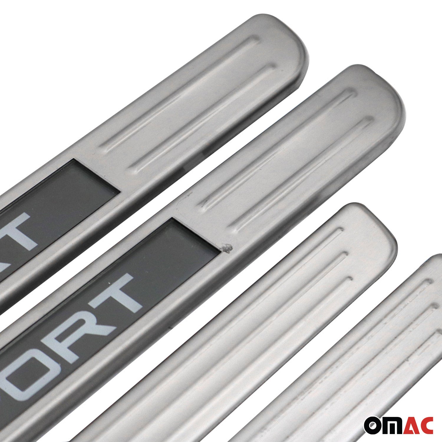 Jeep Door Sill Scuff Plate Illuminated Brushed Stainless Steel Brushed Silver 4Pcs