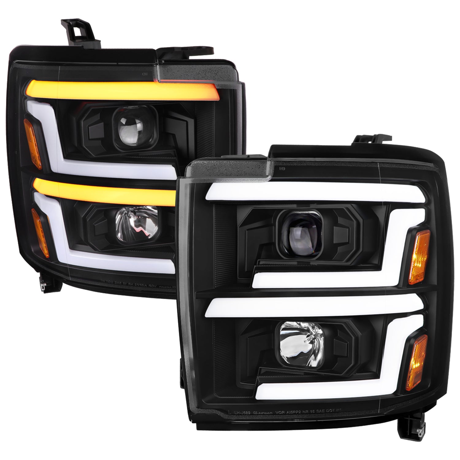 2015-2019 Chevy Silverado 2500HD/3500HD LED Projector Headlights Matte Black