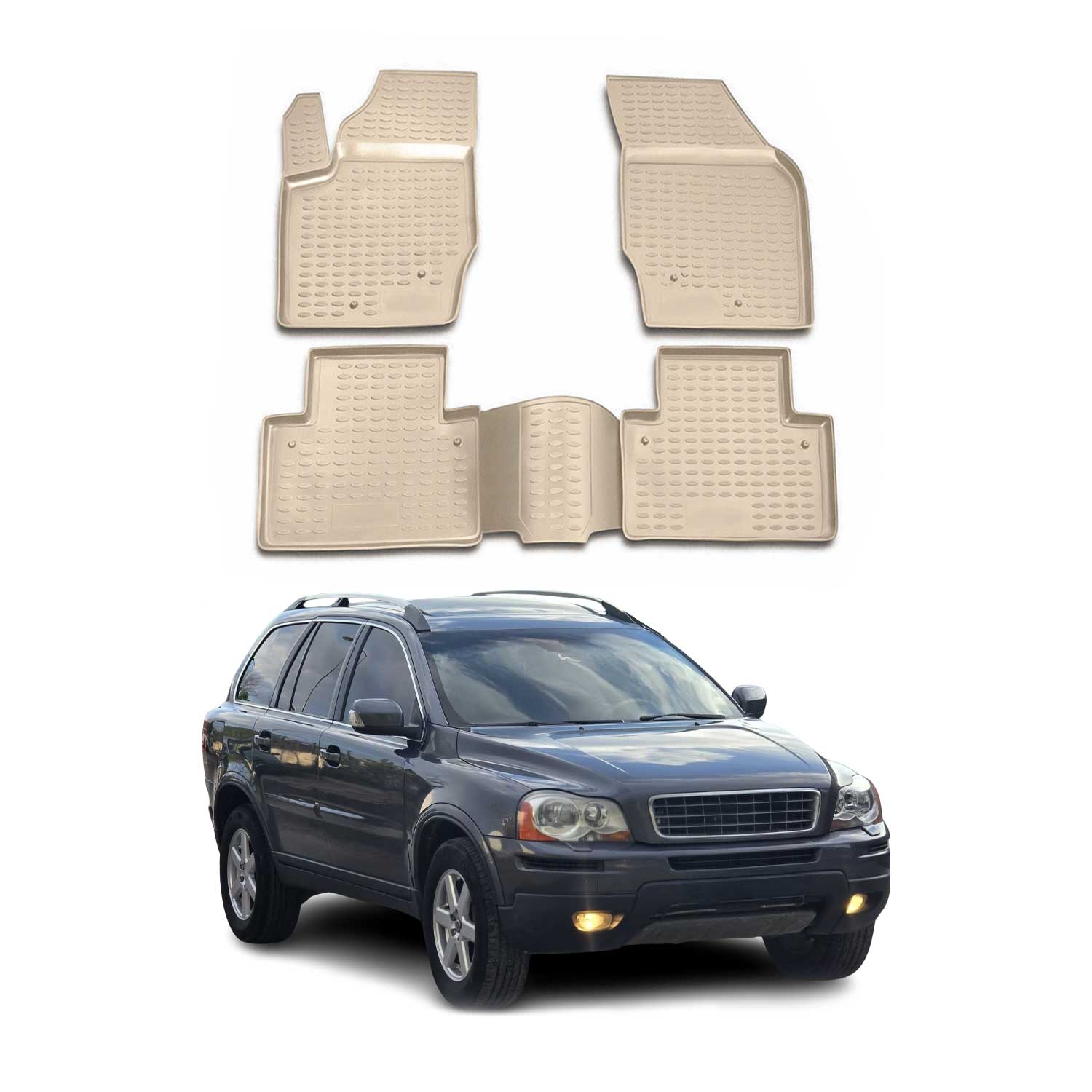 2003-2014 Volvo XC90 1.gen 5-Seats Floor Mats Liners Full Set All Weather 5 Seats Beige