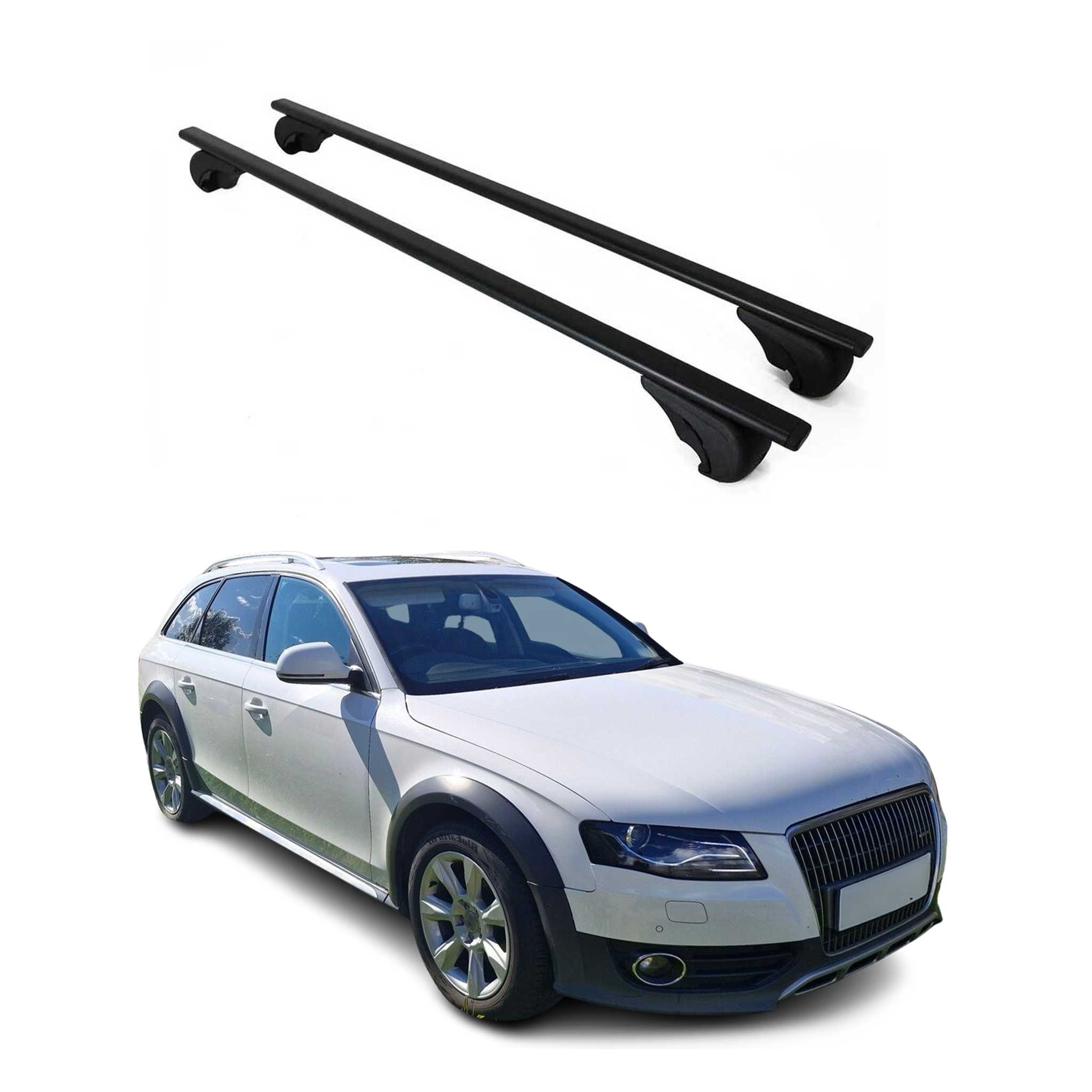 Roof Racks Cross Bars Carrier Durable for Audi A4 B8 Wagon 2008-2012 Black 2Pcs