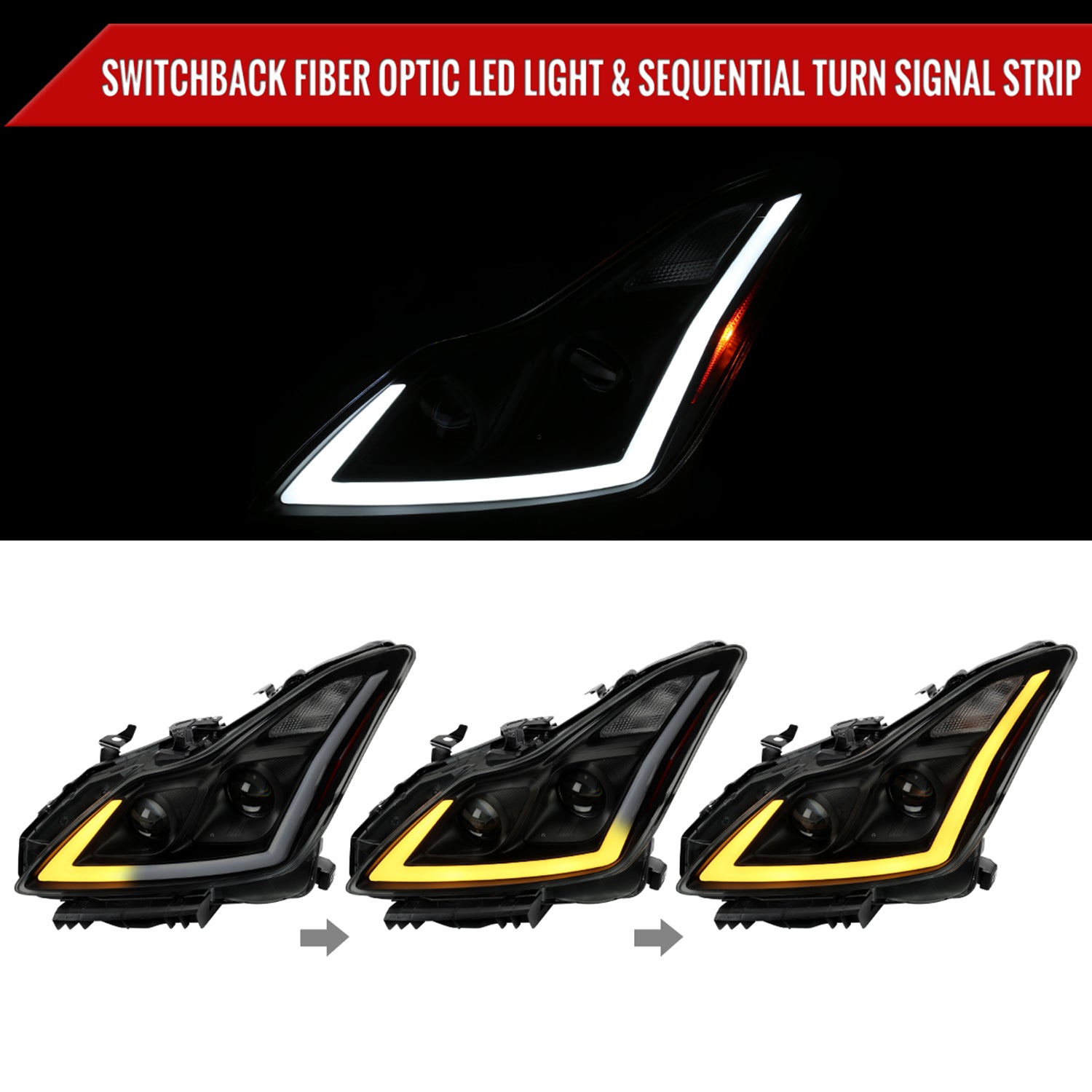 2008-2013 Infiniti G37/14-2015 Q60 Coupe/Convertible LED Signal Headlights Smoke