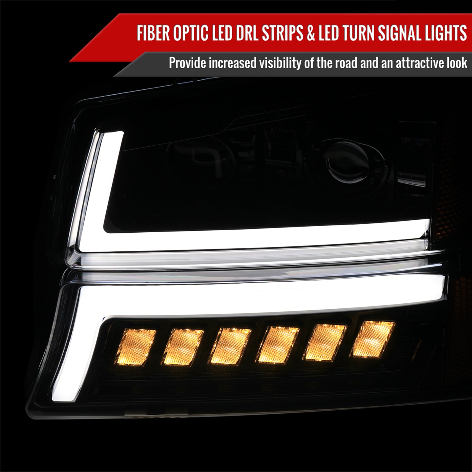 2003-2007 Chevy Silverado Avalanche LED Projector Headlights Bumper Lights