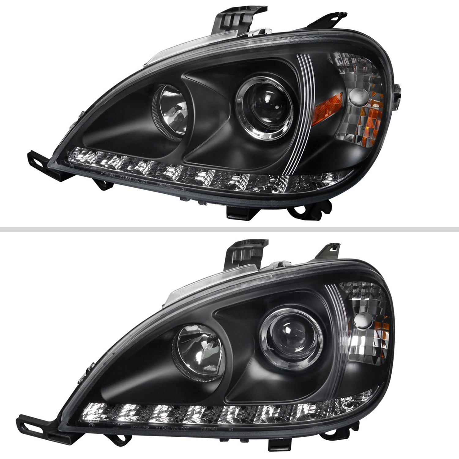 1998-2001 Mercedes Benz W163 ML Class Projector Headlights SMD LED Light Black