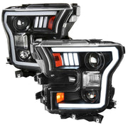2015-2017 Ford F-150 LED Bar Projector Headlights - RS Matte Black / Clear