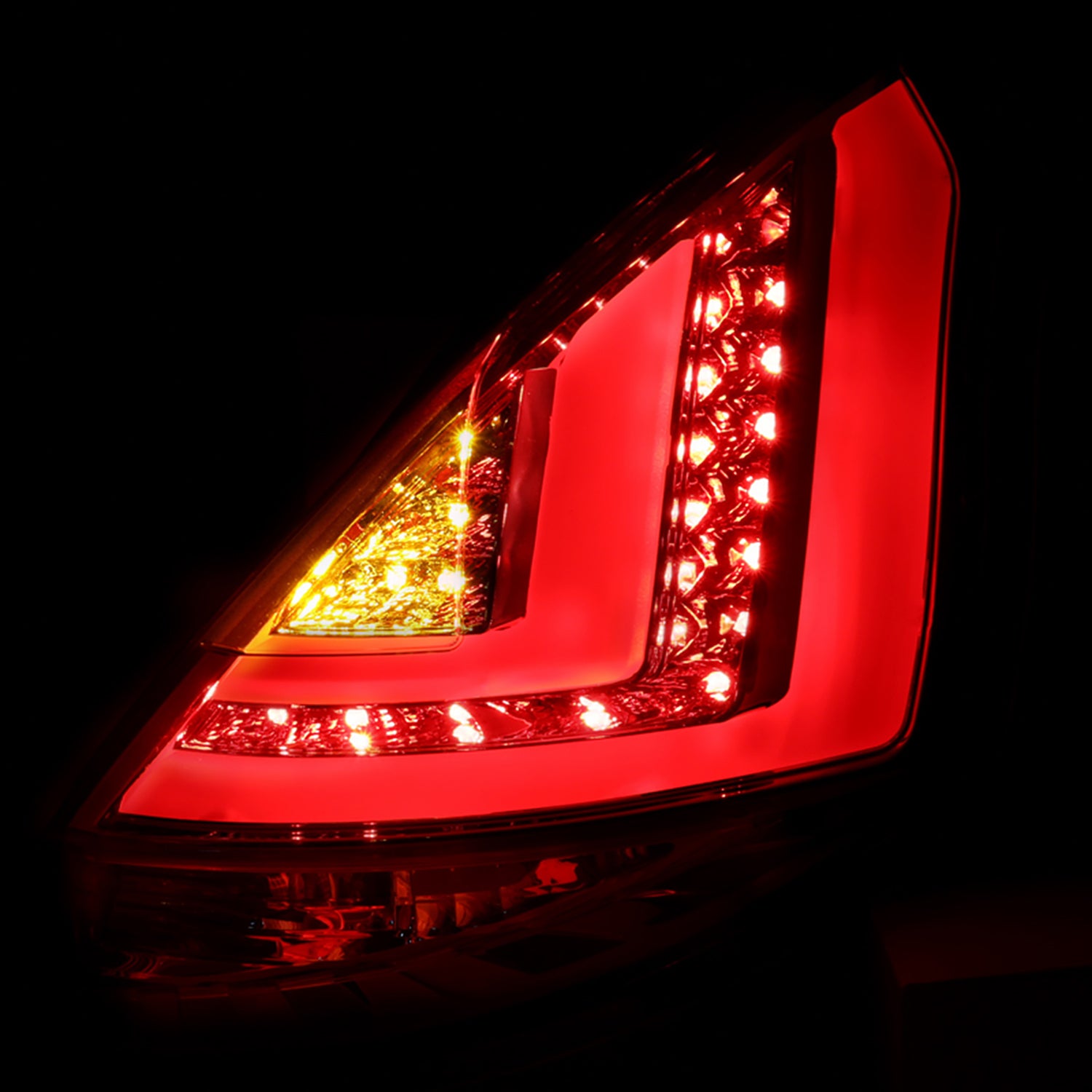 2011-2013 Ford Fiesta Hatchback LED Tail Lights Chrome Housing/Red Lens