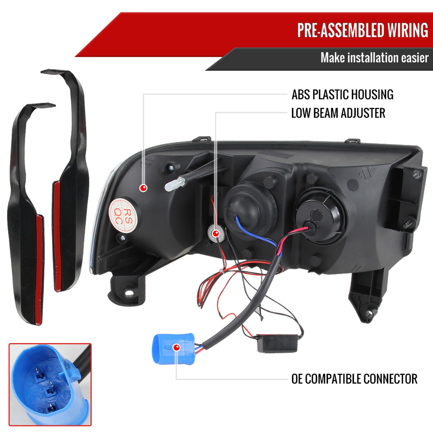 1994-2001 Dodge RAM 1500/ 1994-2002 RAM 2500 3500 Projector Headlights LED Black