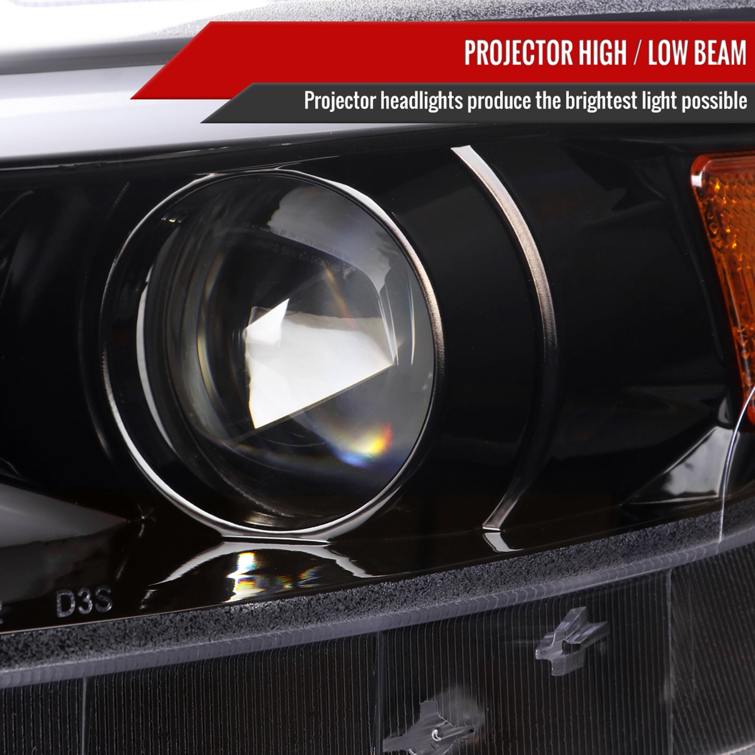 2015-2017 Ford Mustang HID-Type LED Signal Projector Headlights Jet Black