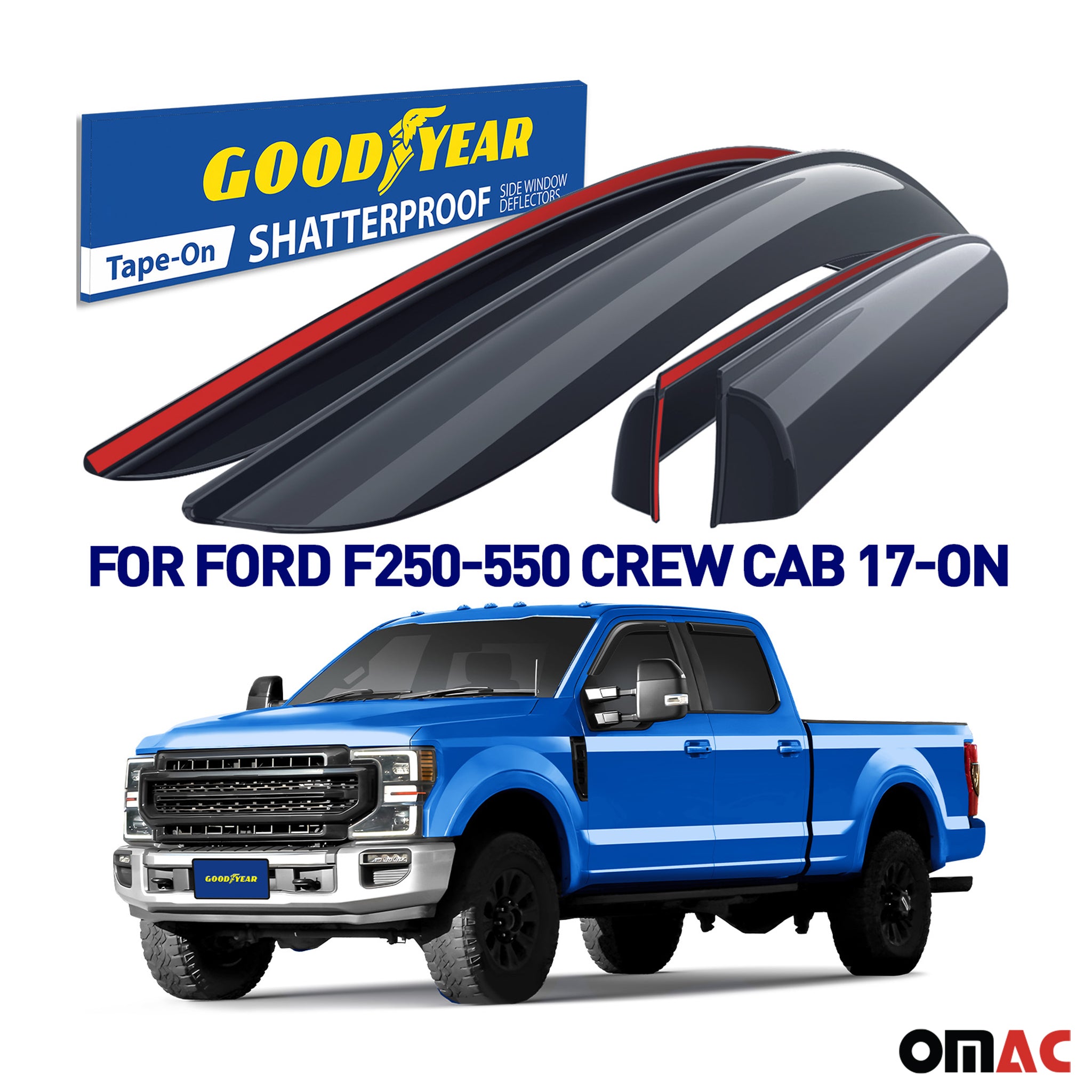 Goodyear Wind Deflectors for Ford F-250 F-350 Super Duty 2017-2025 Crew Cab 4x