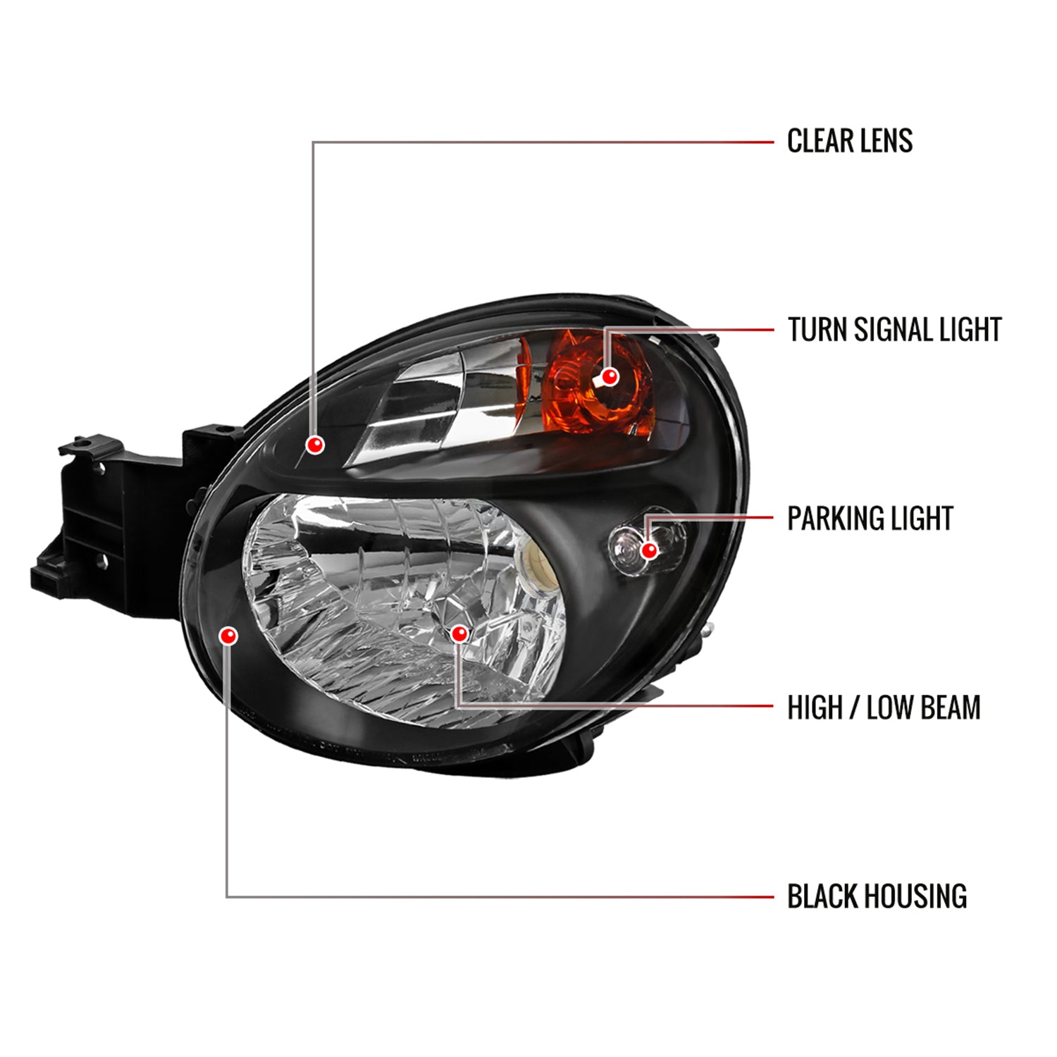 2002-2003 Subaru Impreza OEM Replacement Headlights Matte Black/Clear Lens