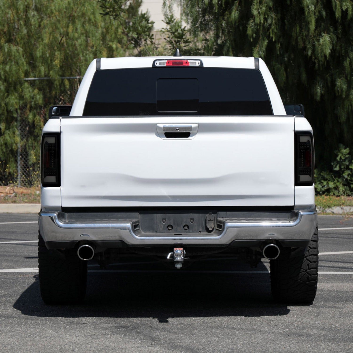 2019-2024 Dodge RAM 1500 White LED Bar Tail Lights Glossy Black/Smoke Lens