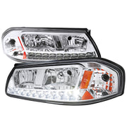 2000-2005 Chevy Impala Crystal Headlights w/ SMD LED Light Strip Chrome/Clear