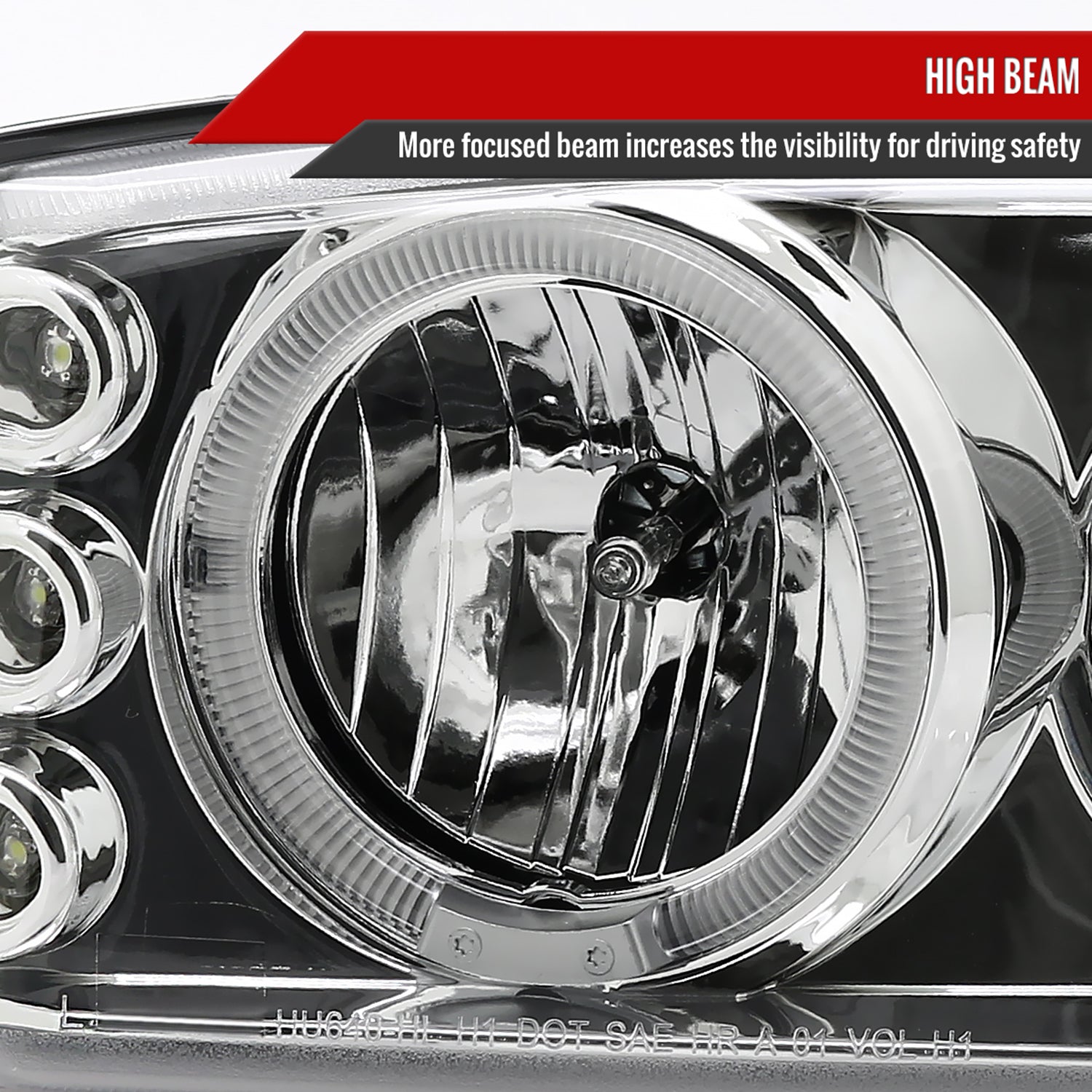 1999-2006 GMC Sierra/ Yukon/Yukon XL Dual Halo Headlights LED Chrome