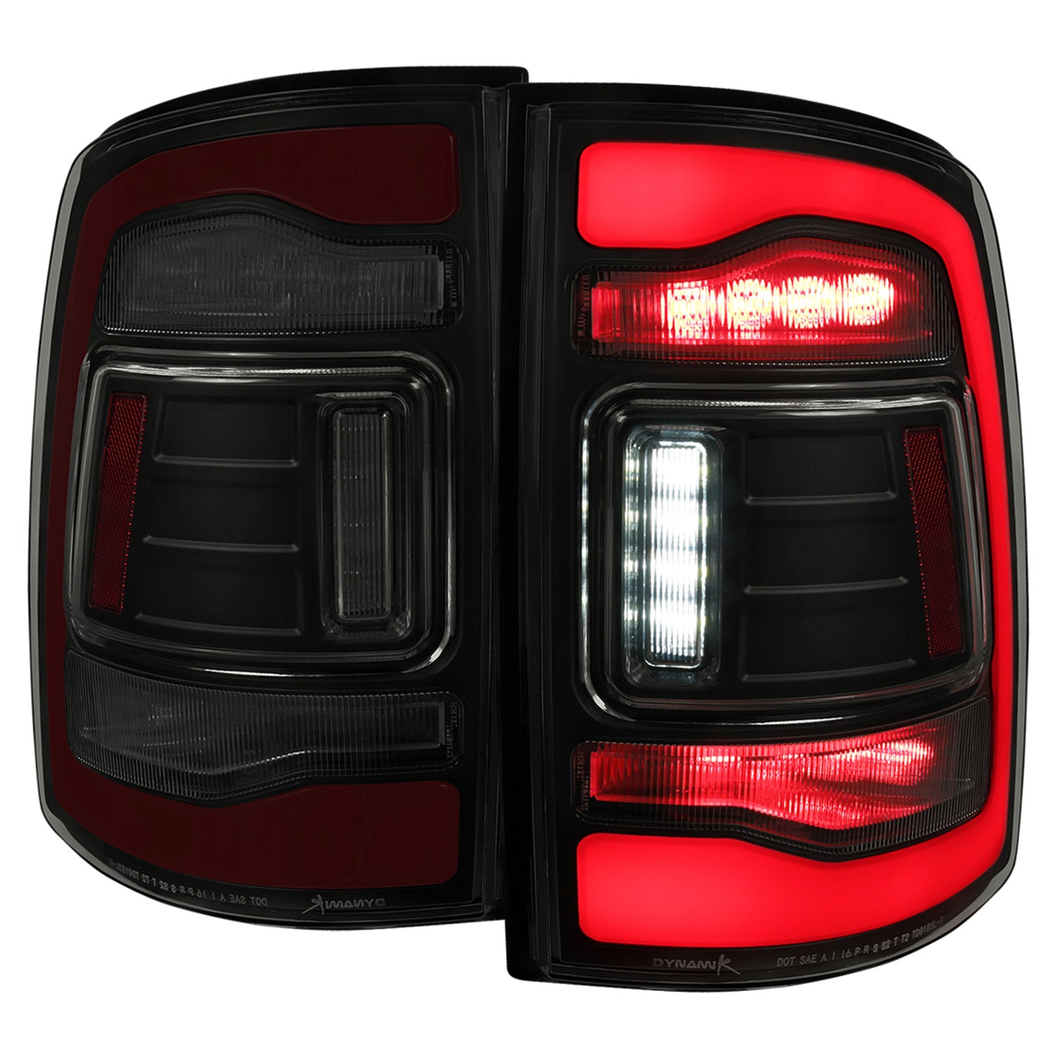 2013-2018 RAM 1500/2500/3500 Signal LED Tail Lights Matt Black/Smoke