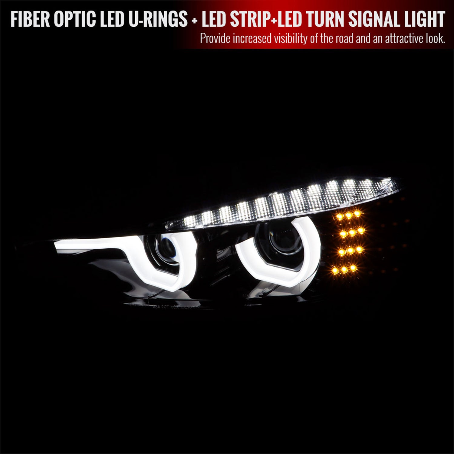2012-2015 BMW F30 3 Series Sedan Dual LED Headlights LED Signal Jet Black