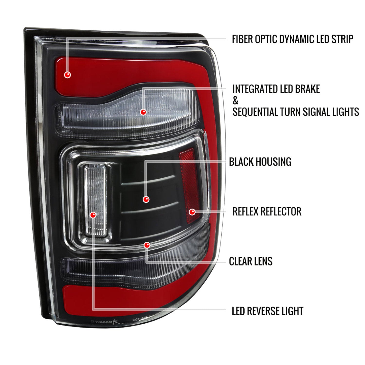 2013-2018 RAM 1500/2500/3500 Sequential Signal LED Tail Lights Black/Clear