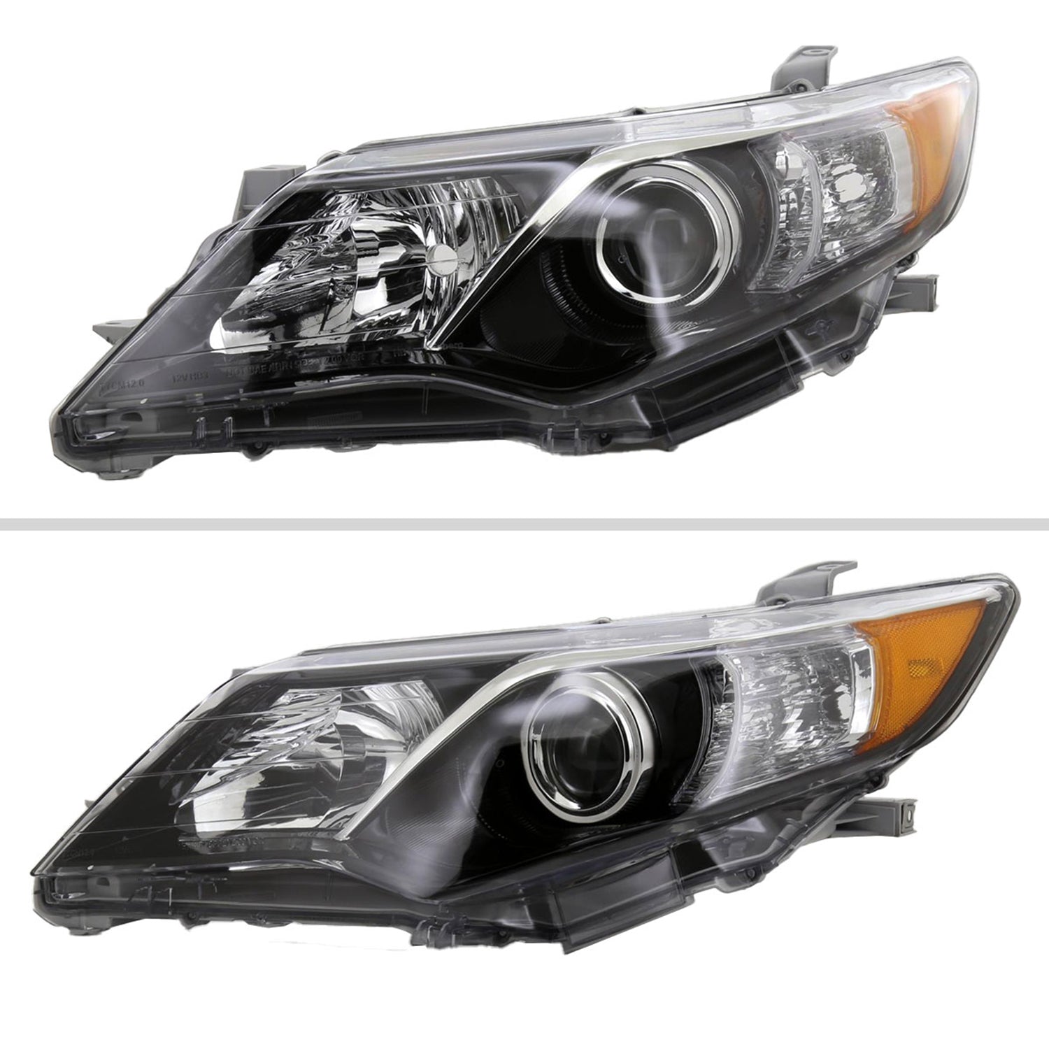 2012-2014 Toyota Camry Projector Headlight Amber Reflector - Driver Side Black