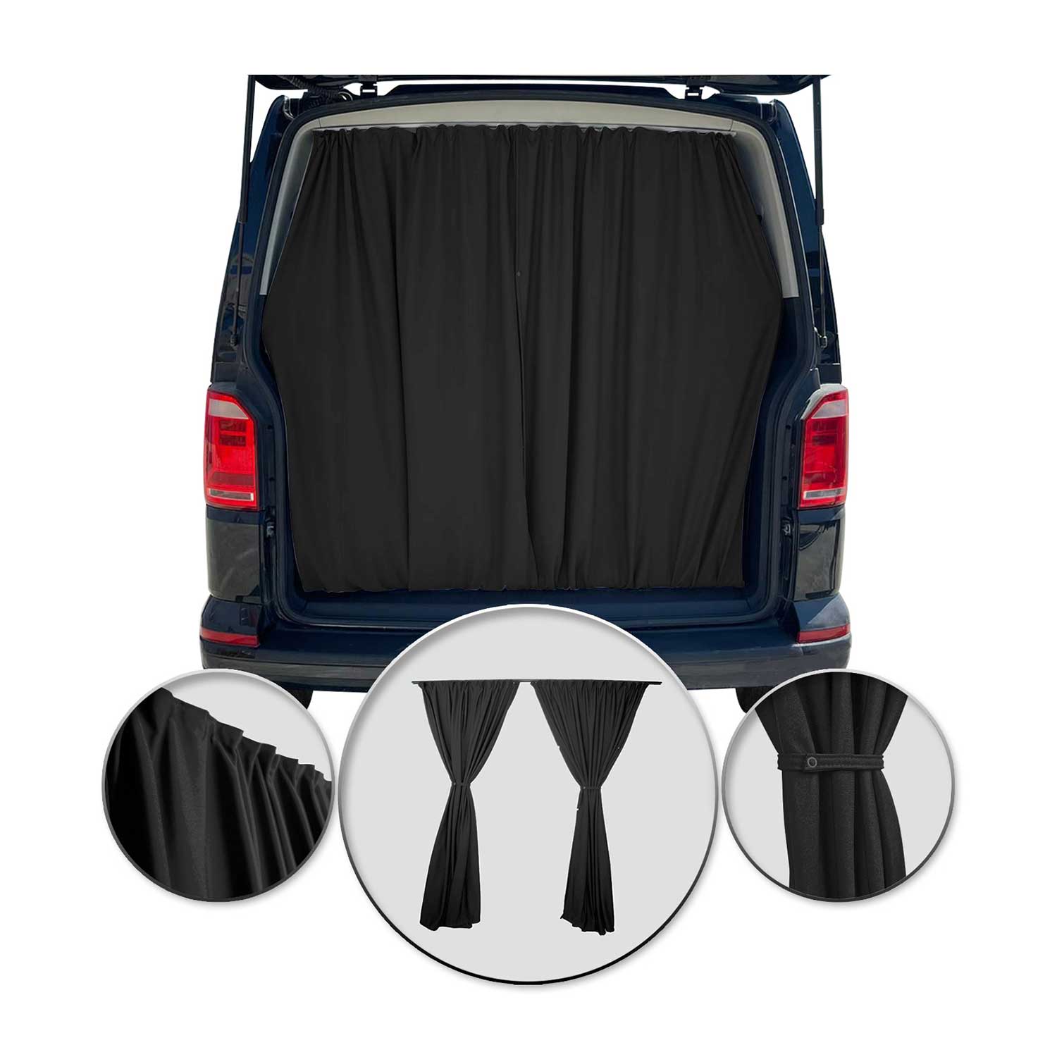 Ford Transit Trunk Tailgate Curtain Black 2 Privacy Curtains