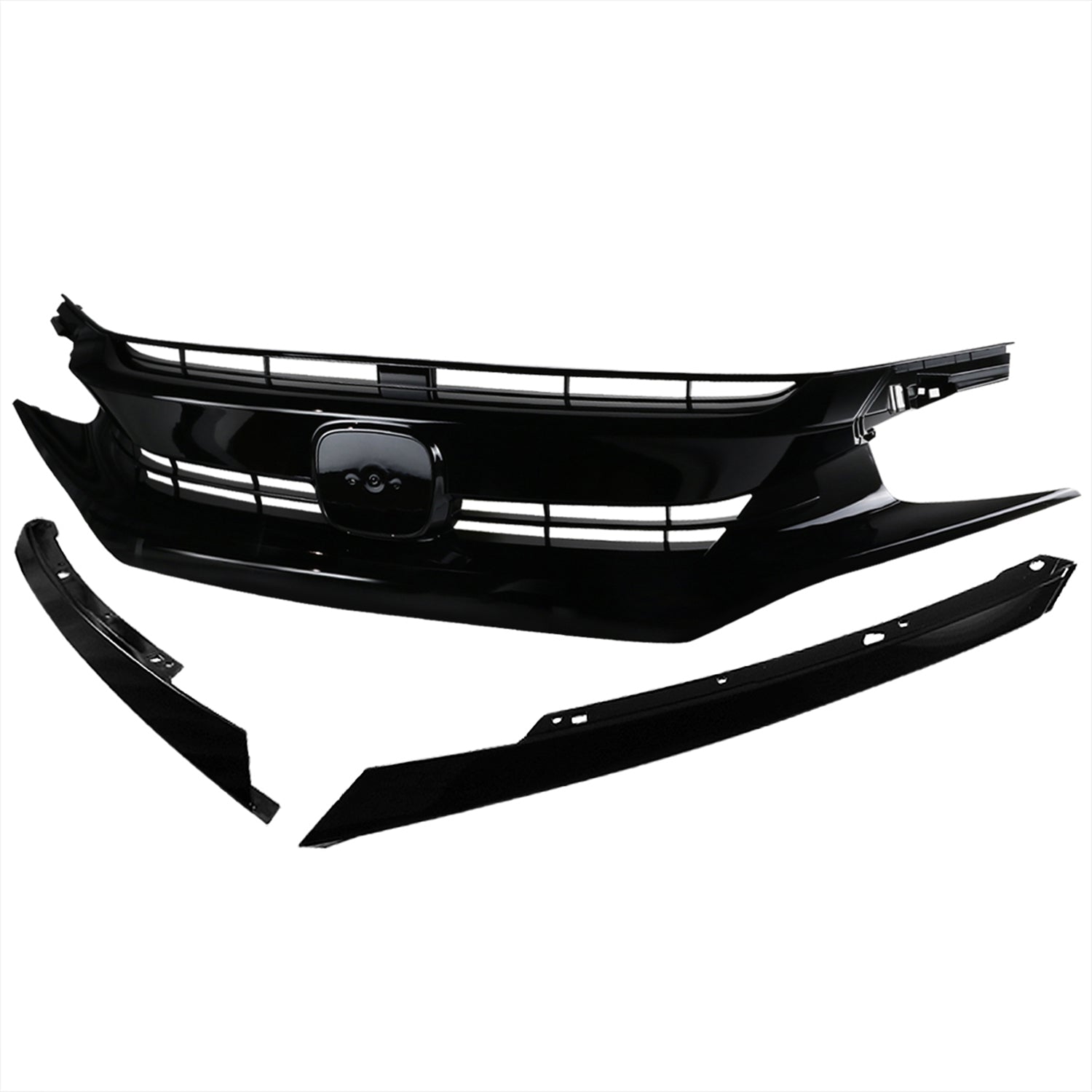 2016-2018 Honda Civic Factory Style Glossy Black ABS Mesh Grille w/ Eyebrows