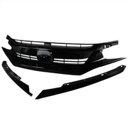 2016-2018 Honda Civic Factory Style Glossy Black ABS Mesh Grille w/ Eyebrows