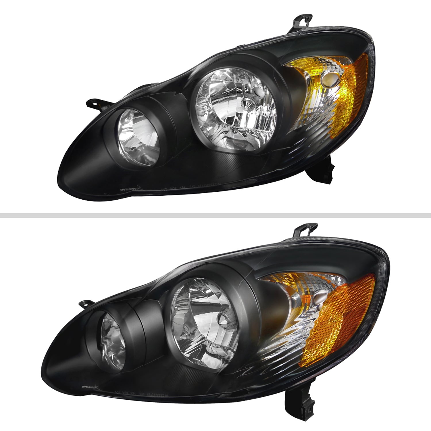 2003-2008 Toyota Corolla Factory Style Headlights Matte Black/Clear Lens