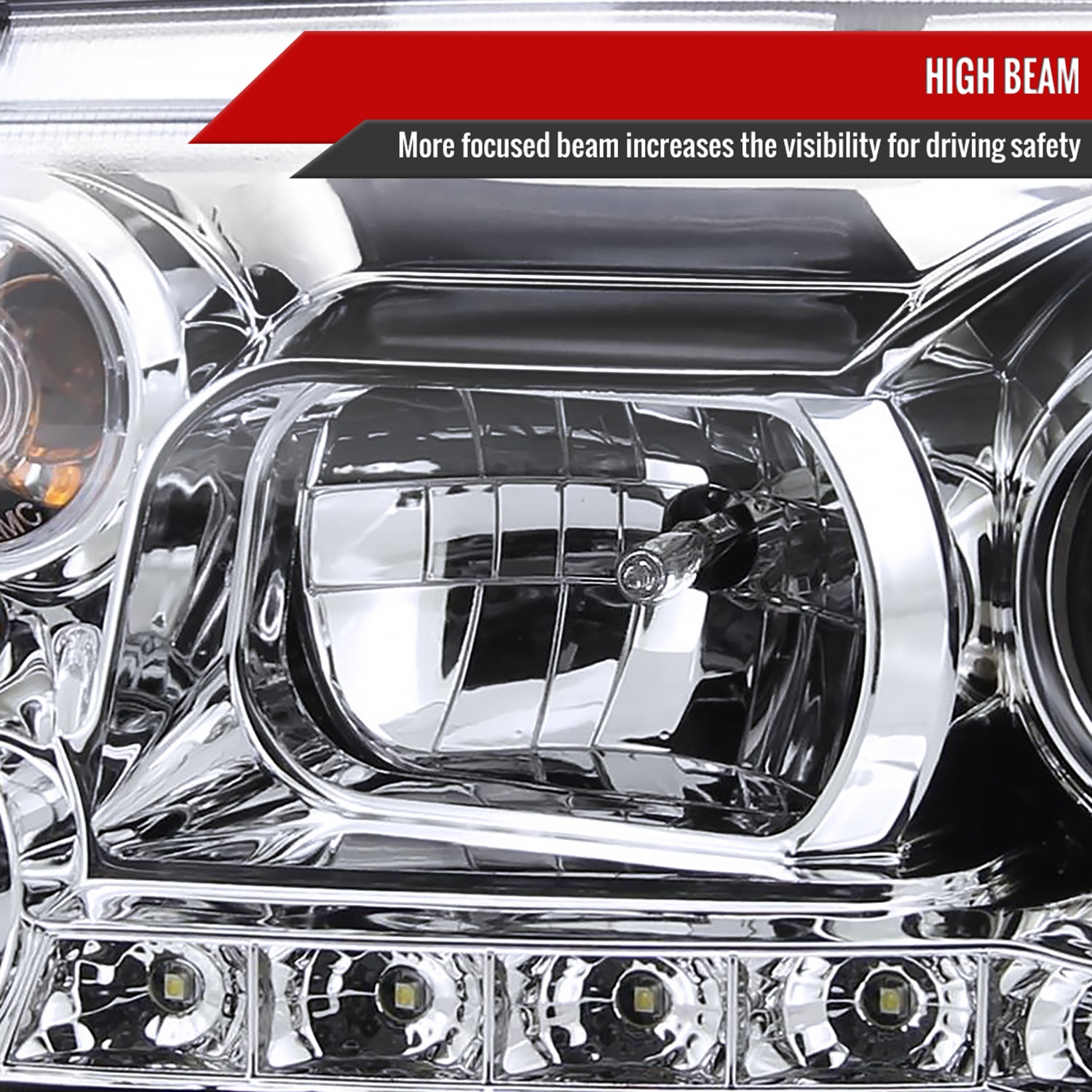 1999-2004 VW Jetta/Bora Projector Headlights R8 LED Light Strip Chrome