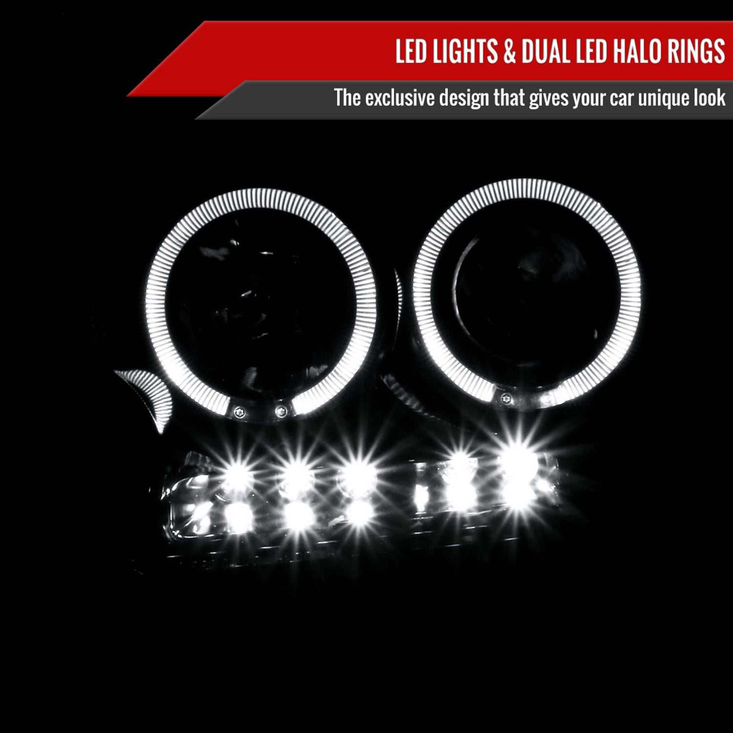 2004-2008 Ford F-150/ 06-2008 Lincoln Mark LT Dual Halo Headlights Jet Black