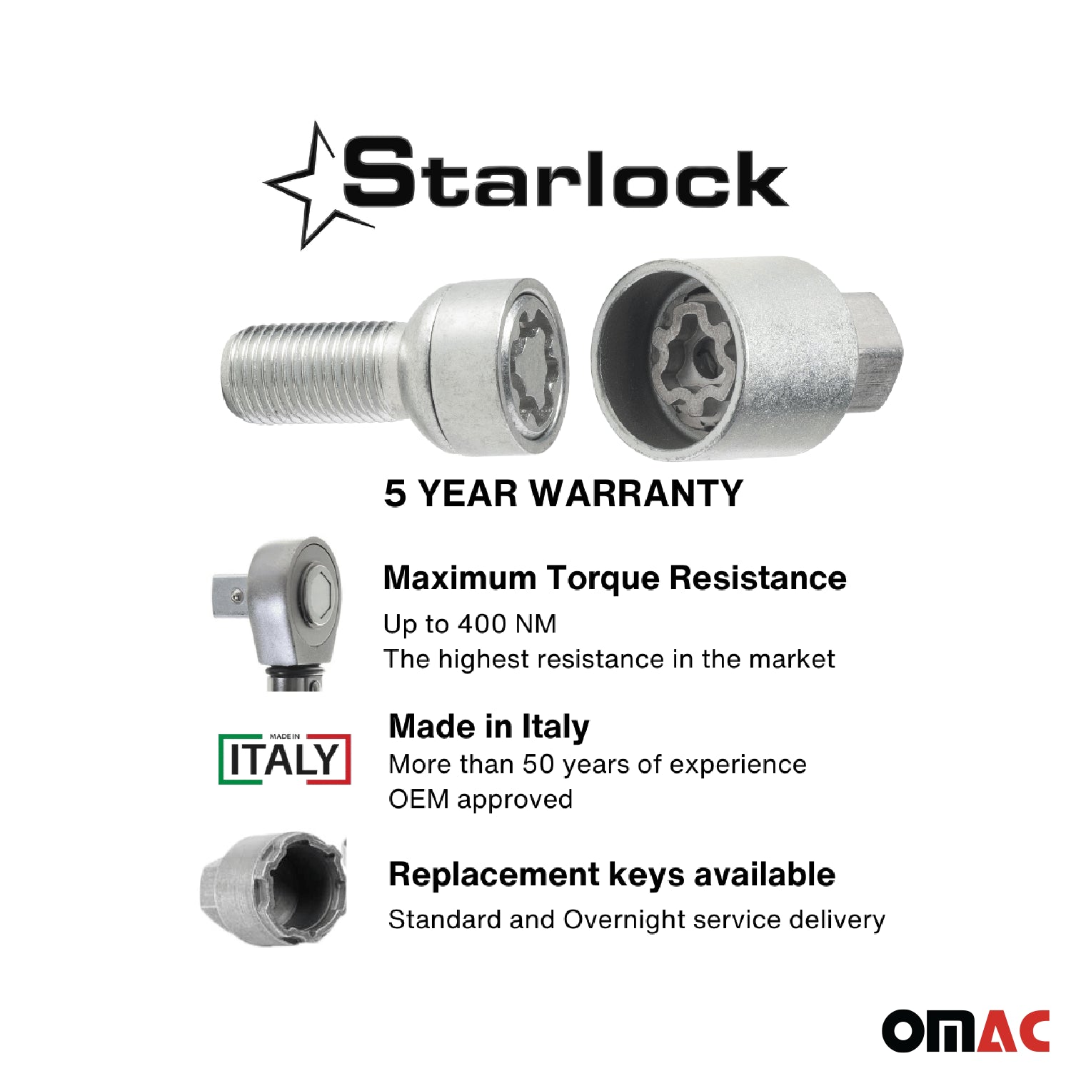 Wheel Lock Kit for Audi A6 A7 A8 Q4 E-Tron R8 TT M14X1,5 Silver 4Locks & 1Key