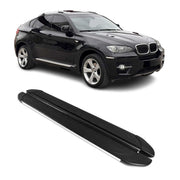 2008-2014 BMW X6 E71 Running Boards Side Steps Silver & Black