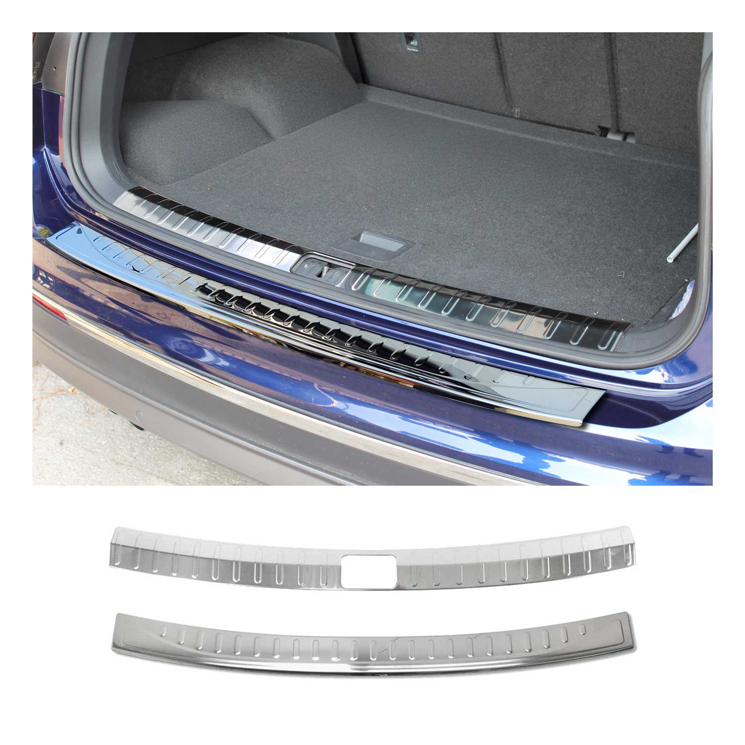 2018-2024 VW Tiguan Rear Bumper & Trunk Sill Cover Set Stainless Steel Glossy