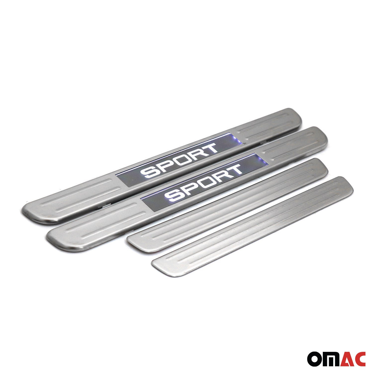 BMW Door Sill Scuff Plate Illuminated Brushed Stainless Steel Brushed Silver 4Pcs