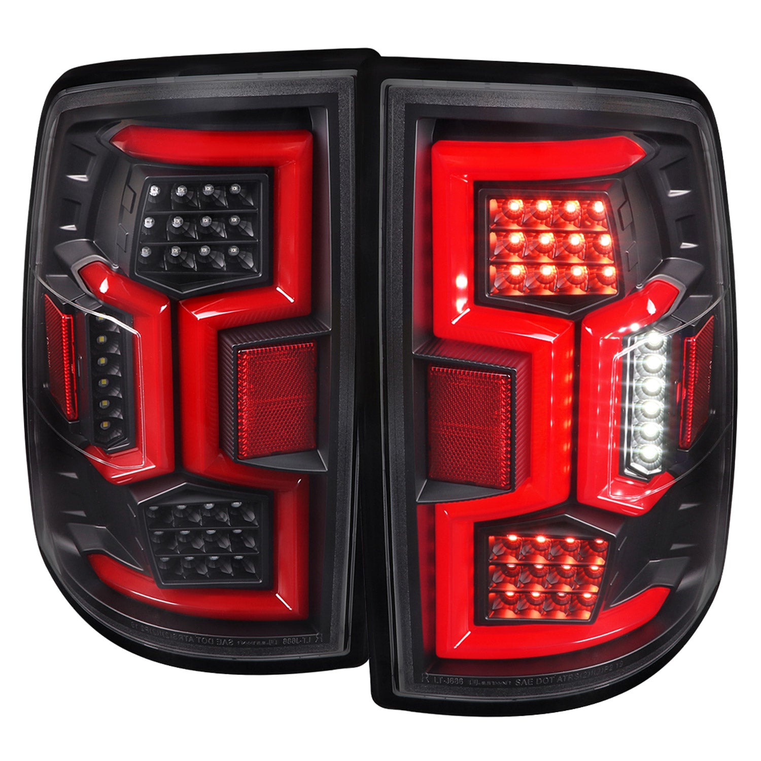 2019-2024 Dodge RAM 2500/3500 Red LED Bar Signal Tail Lights Black/Clear